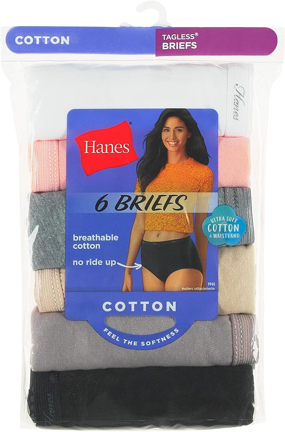 Hanes women's Hi-Cut Panties Pack, Lightweight Cotton Hi-Cuts, 6-Pack (Retired, Colors May Vary)