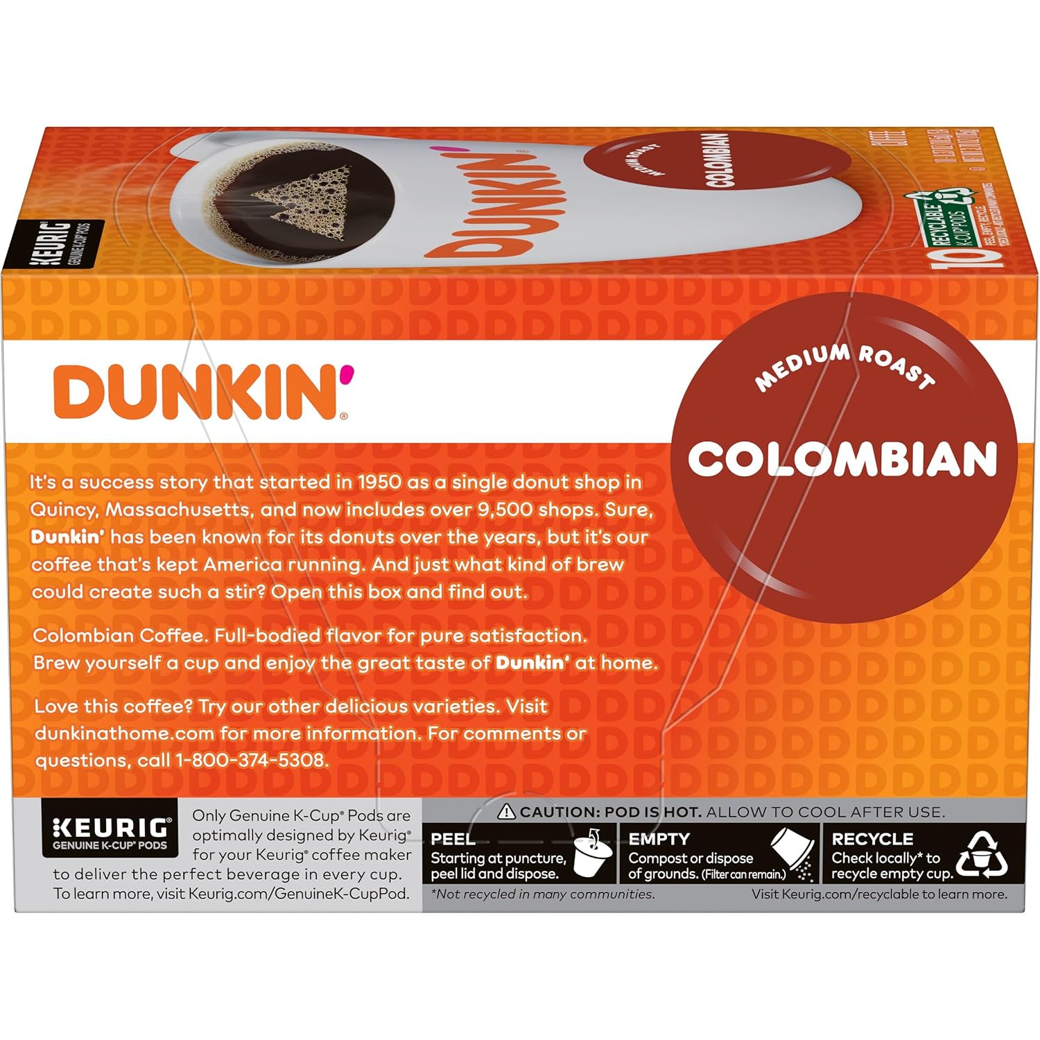 Dunkin’ Original Blend Medium Roast Coffee, Keurig K-Cup Pods, 10 Count Box