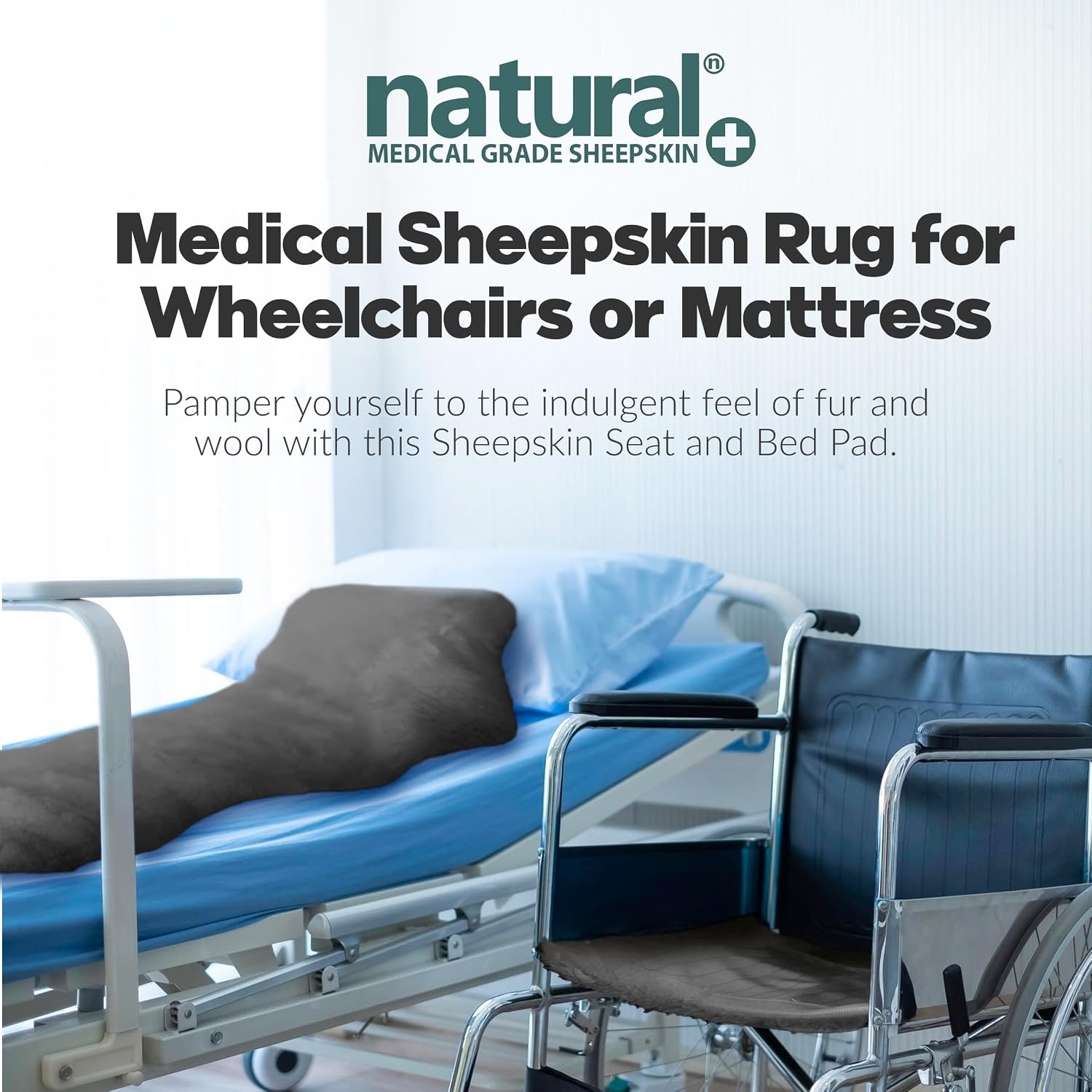 Natural Medical Sheepskin Pad, Non-Slip Back, Natural, 17 x 17 in, 1 Pack