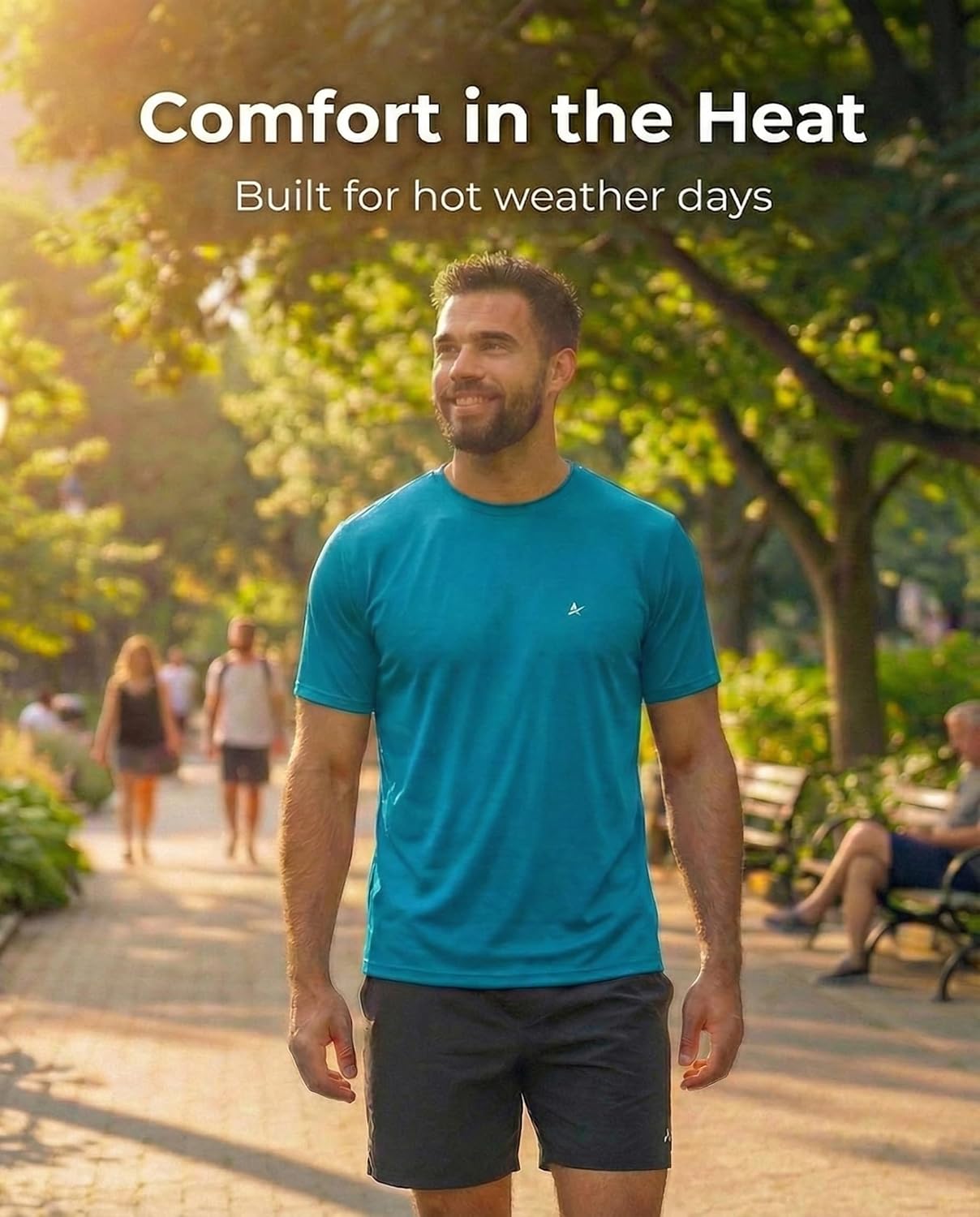 Arctic Cool Men’s Crew Neck Instant Cooling Moisture Wicking Performance UPF 50+ Short Sleeve Workout Shirt