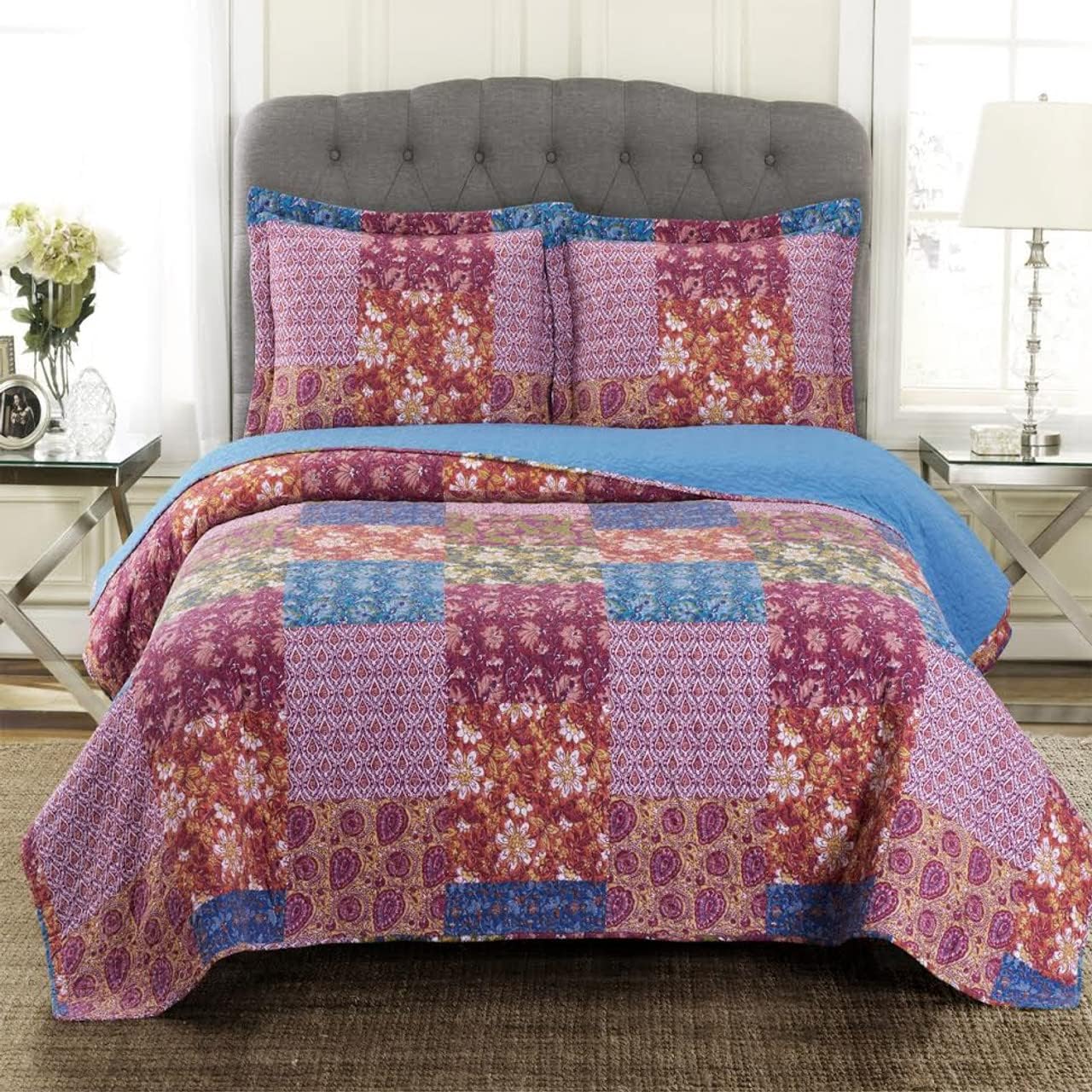 Royal Hotel Ayat Birds Oversized Coverlet Set Queen Size – Luxury Queen Quilt Bedspread, All Season Soft Filled Quilts