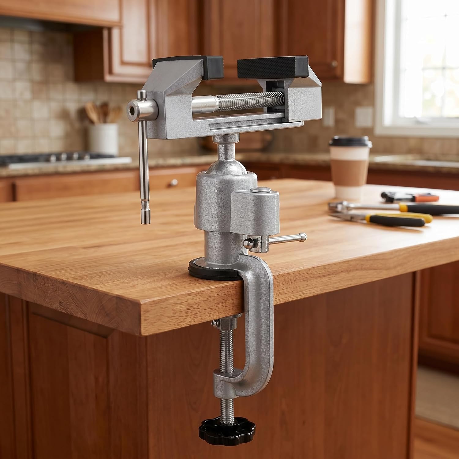 Fasmov Swivel 3" Universal Table Vise Tilts Rotate 360° Universal Work, Portable Work Bench Vise for Drilling, Woodworking, Painting, Jewelry Making