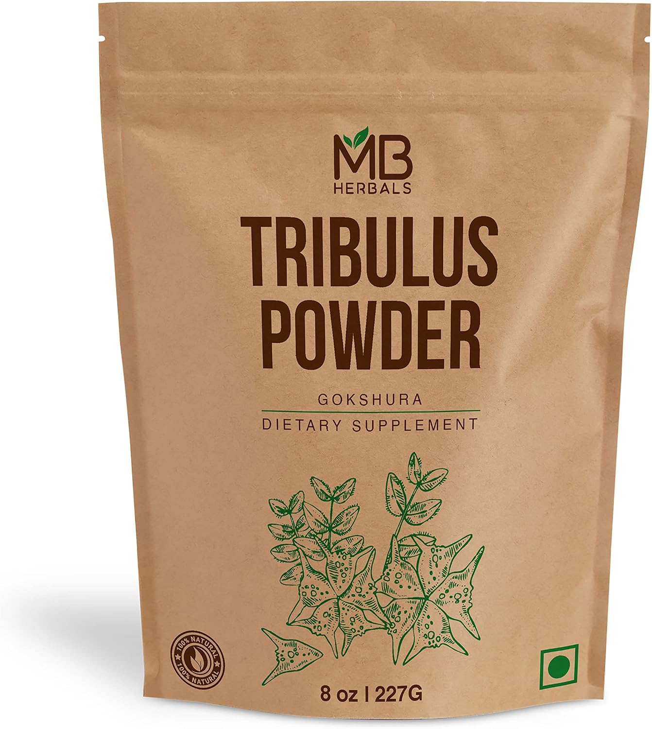 MB Herbals Tribulus Powder 8 oz / 0.5 lb | 75 Servings of Pure Tribulus terrestris Powder | Gluten Free | No Preservatives