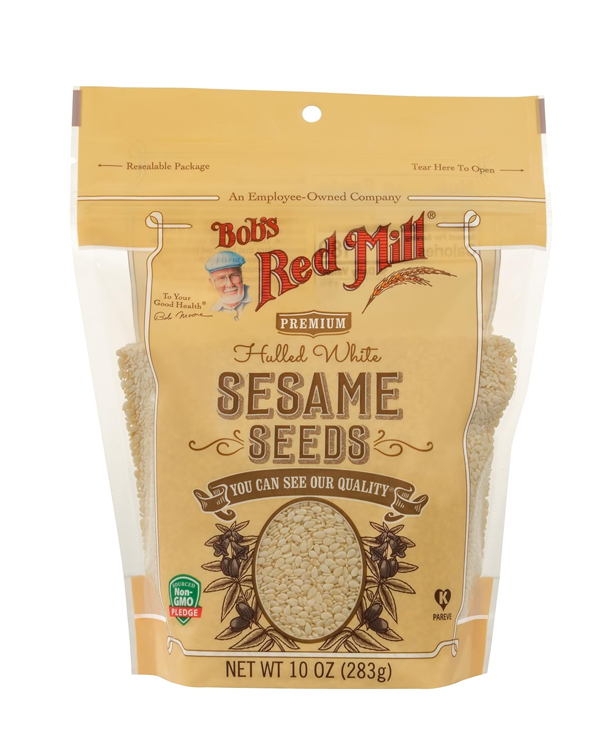 Bob's Red Mill Resealable Hulled White Sesame Seeds, 10 Ounce (Pack of 6)