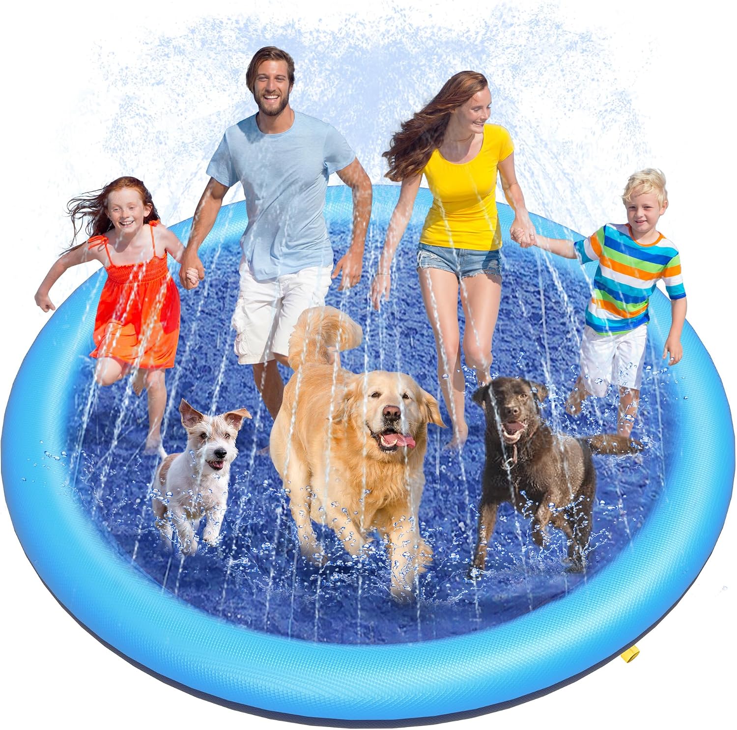 Peteast Dog Pool, Anti-Slip Splash Pad for Dogs, 67 in, Blue