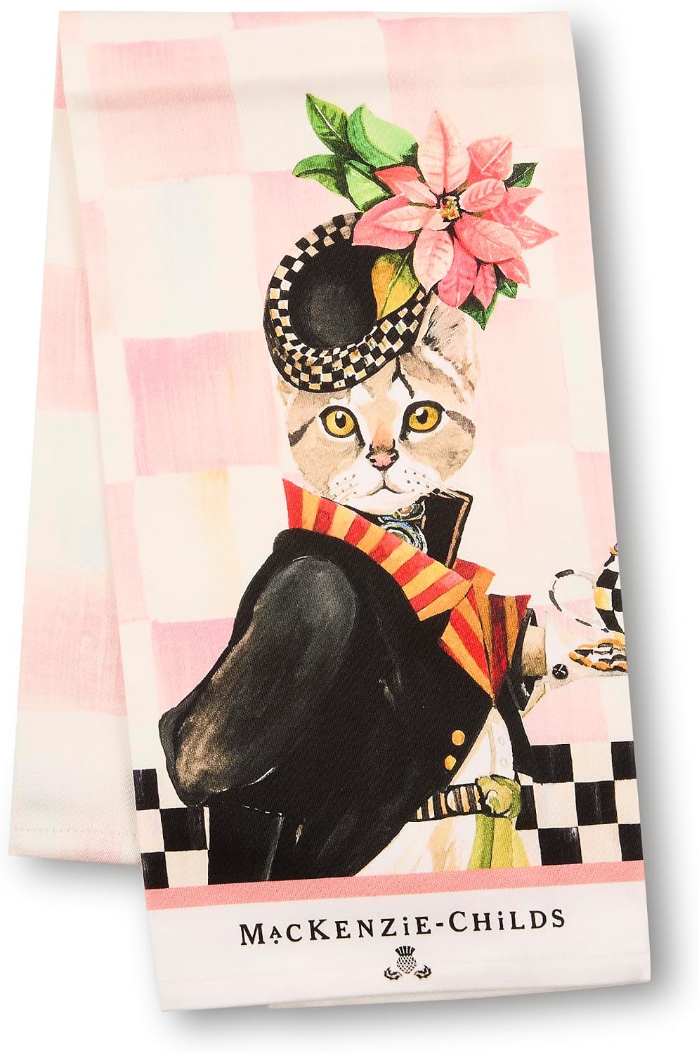 MACKENZIE-CHILDS Cotton Dish Towel, Hydrangea Tea Kettle