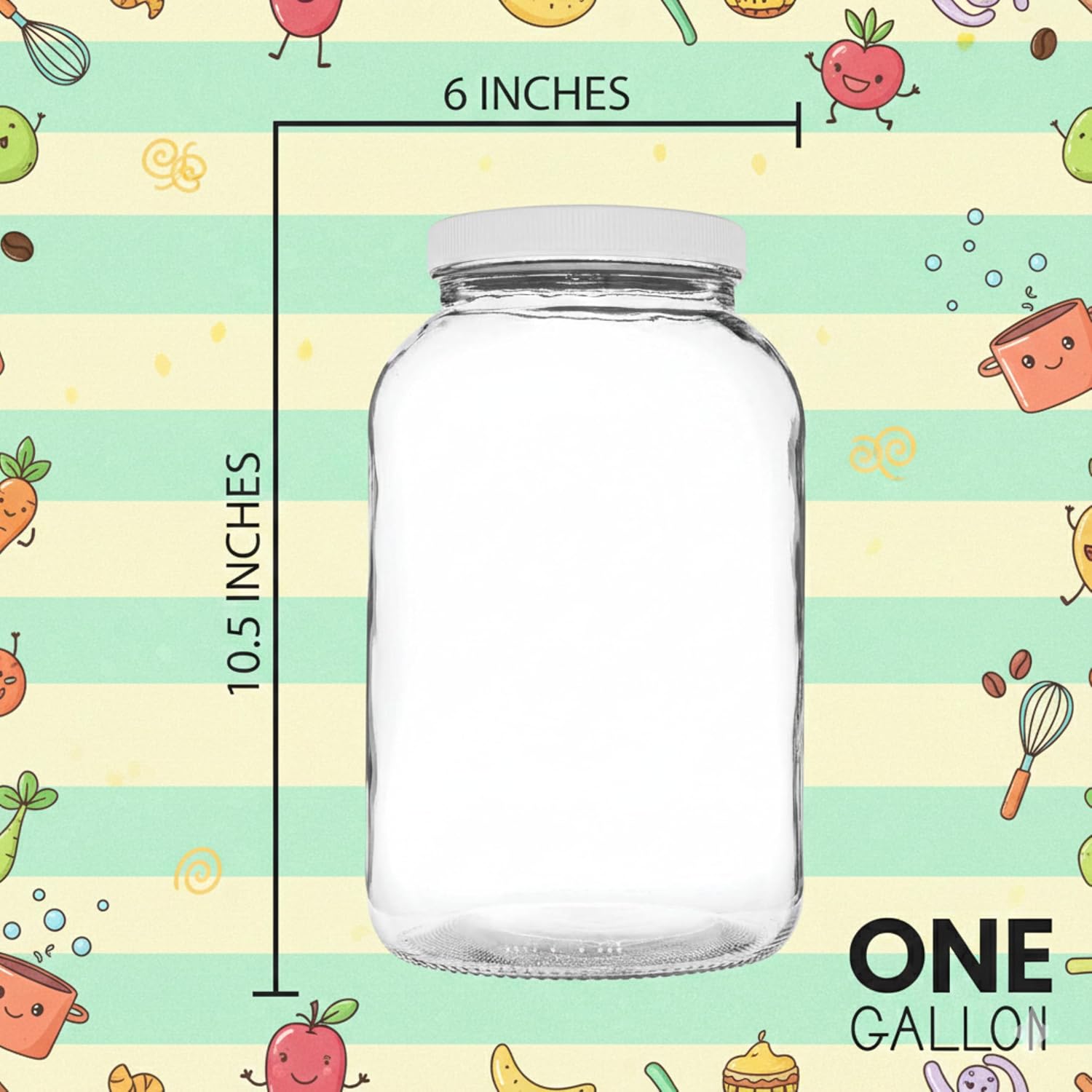 1 Gallon Glass Mason Jars – Extra Large Wide Mouth Jars with Airtight Lids – Perfect for Sourdough Starter, Fermenting, Pickling, and Storage – Made in the USA – Pack of 2