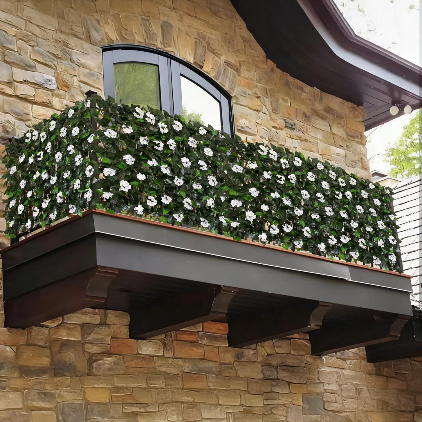 Expandable Fence Privacy Screen for Balcony Patio Outdoor,Decorative Faux Ivy Fencing Panel,Artificial Hedges (Single Sided Leaves)……