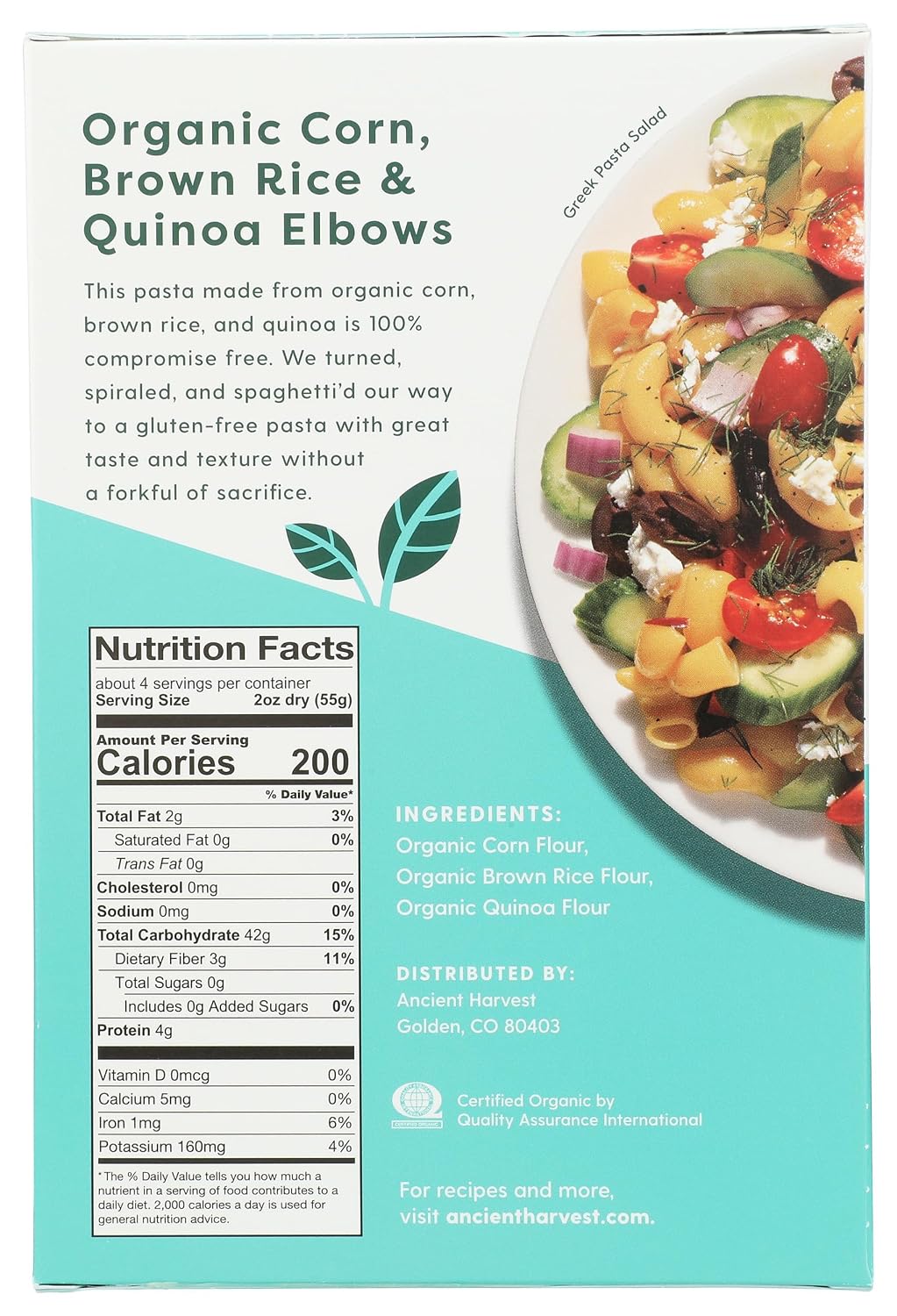 Ancient Harvest Organic Quinoa Pasta, Rotelle, 8 Ounce (Pack of 12)