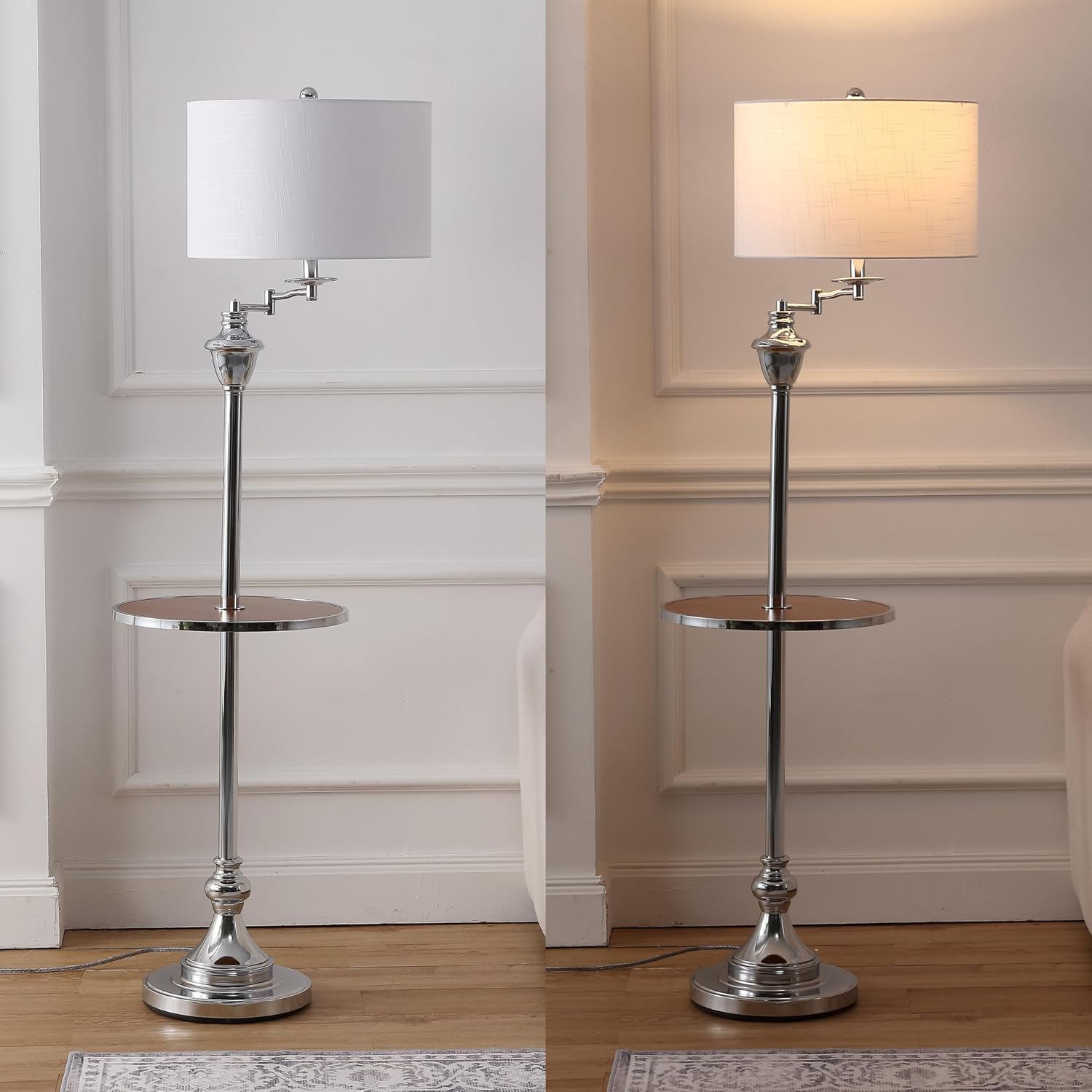 JONATHAN Y Cora 60" Metal Swing Arm Floor Lamp, Oil Rubbed Bronze/Clear