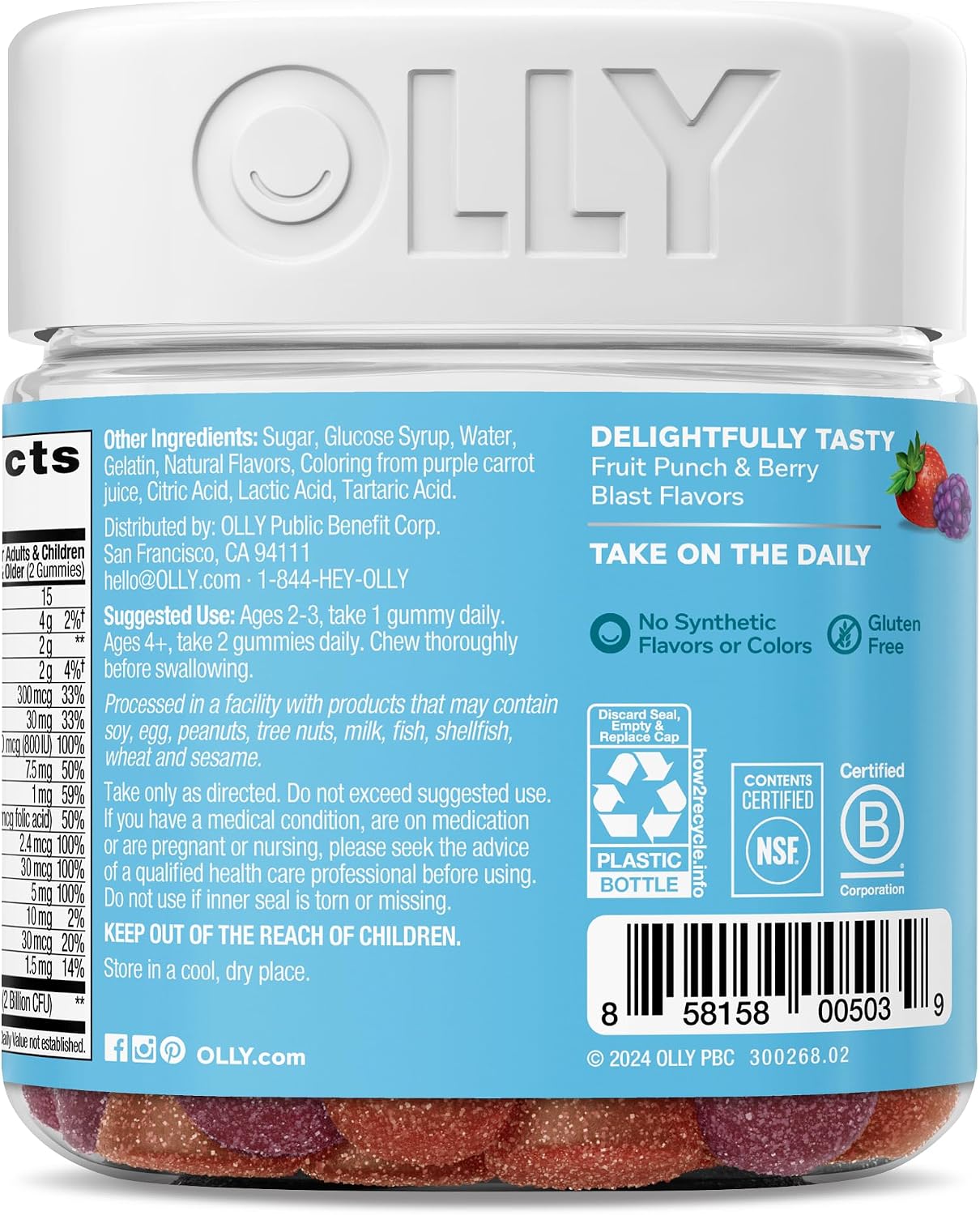 OLLY Kids Multivitamin & Probiotic Gummy, Digestive Support - 70 Count
