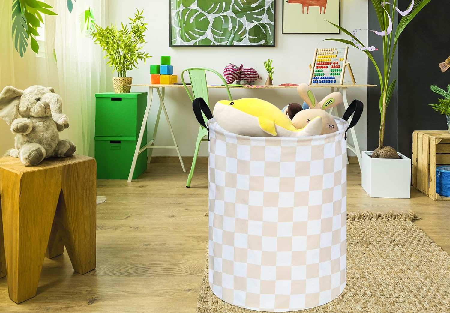 MAIZMZ Kids Hamper Storage Basket Nursery Bins Baby Gift Toy Organizer Box Laundry Basket Large Canvas Collapsible Chest for