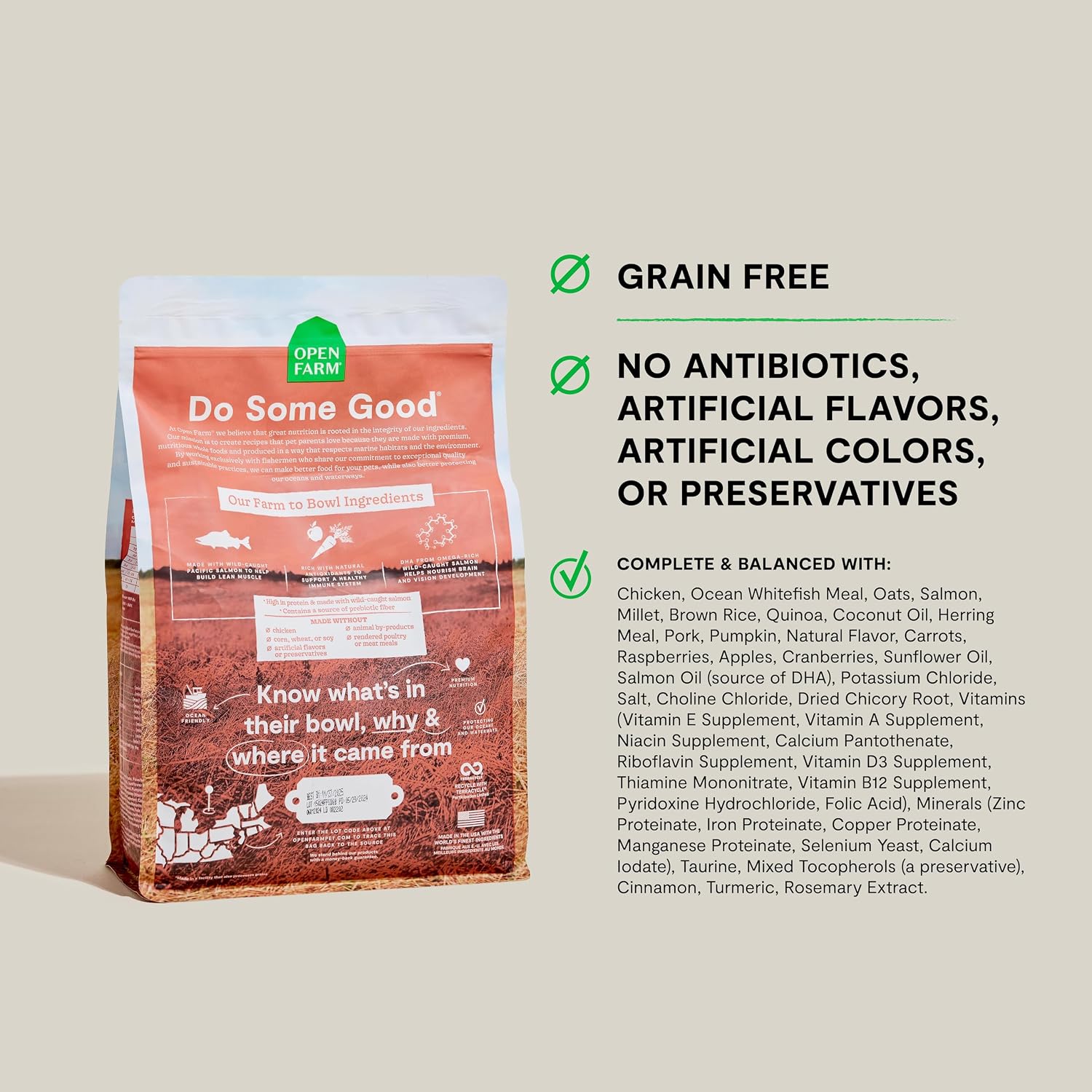 Open Farm Ancient Grains Dry Puppy Food, Chicken & Salmon Kibble, 4lb Bag