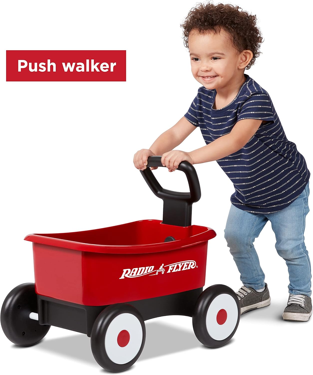 Radio Flyer Push & Pull Walker Wagon with Teddy Bear, Ages 1-4 Years, Red