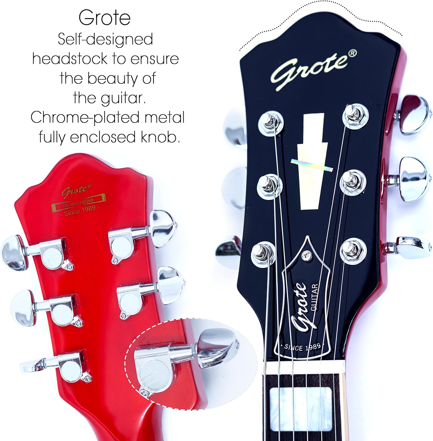Grote Full Scale Electric Guitar Semi-Hollow Body Guitar Stainless Steel Frets (Vintage Sunburst)