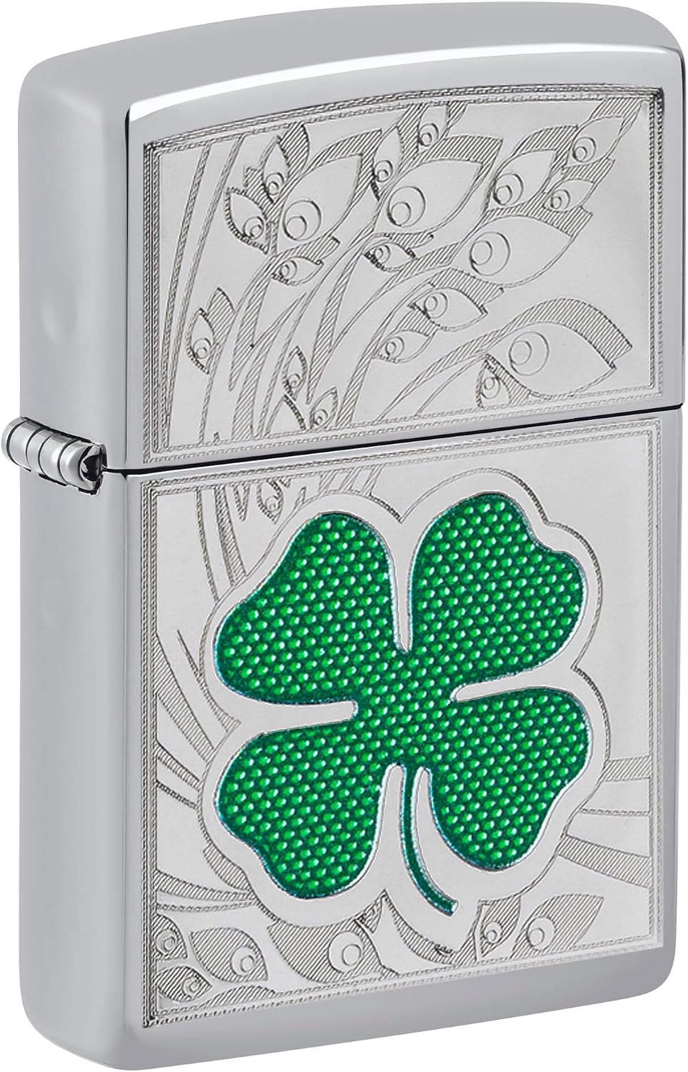 Zippo Clover Design Pocket Lighter, High Polish Chrome, One Size (ZO24699)