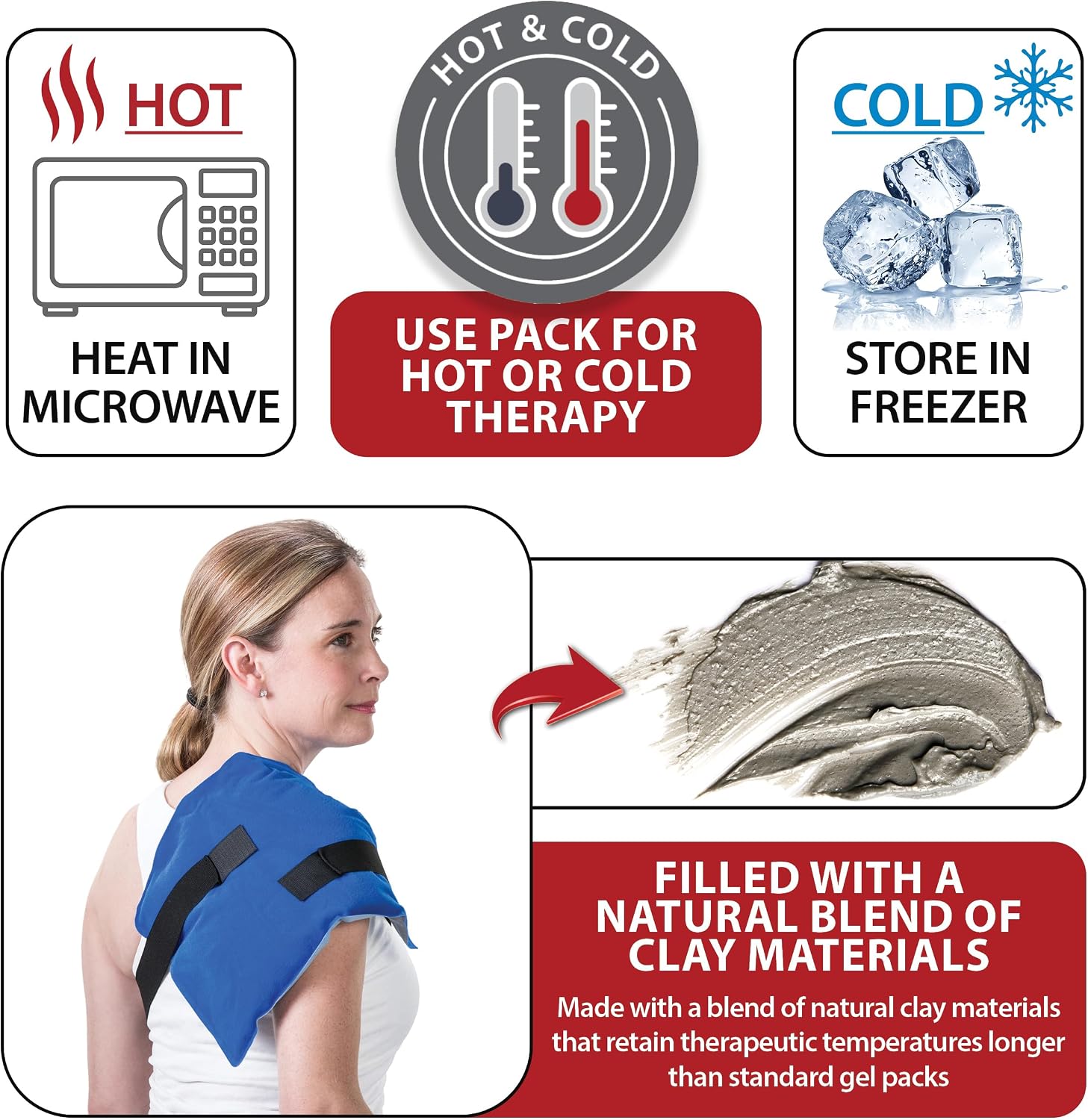 Reusable Hot & Cold Therapy Pack for Pain Relief and Injuries, Large | Provides versatile hot or cold therapy to help relieve muscle aches, joint pain, swelling, and stiffness.