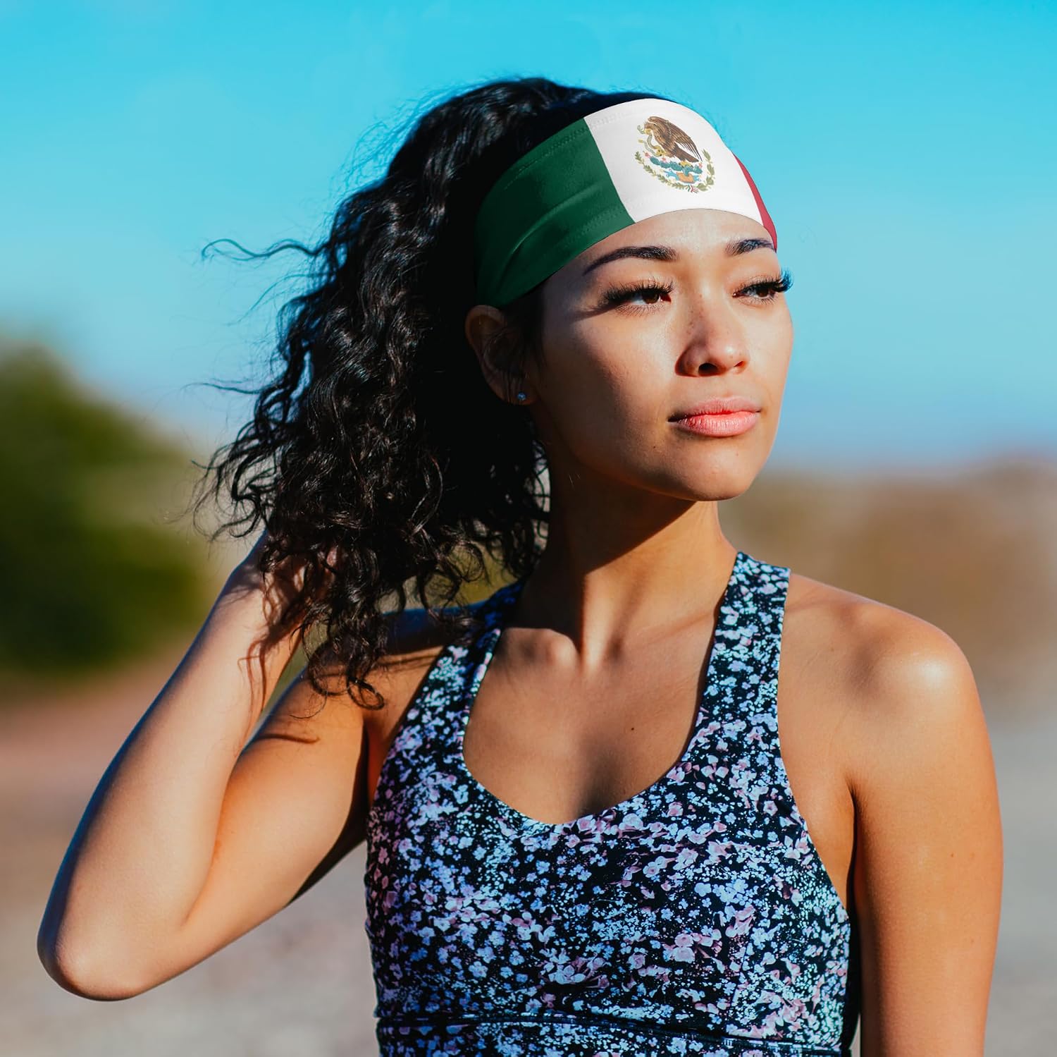 Suddora Country Flag Headbands, Wide National Flag Headbands for Sports Events, Non-Slip Fabric Sweatbands for Soccer, Tennis, Workout, Costume
