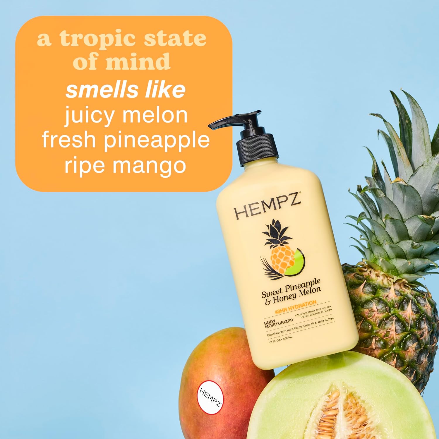 HEMPZ Body Lotion - Sweet Pineapple and Honey Melon - Daily Moisturizing Cream - 17oz