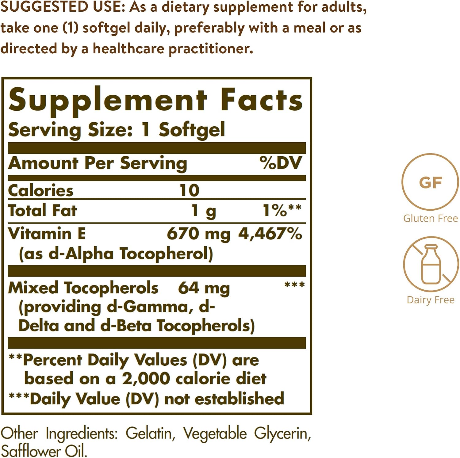 Solgar Vitamin E 670 mg (1000 IU), 100 Mixed Soft Gels - Non GMO | Suitable for Vegetarians, Gluten Free