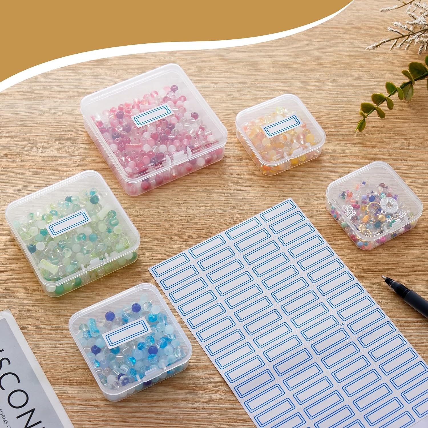 24 Pieces Mixed Sizes Rectangular Empty Mini Clear Plastic Organizer Box
