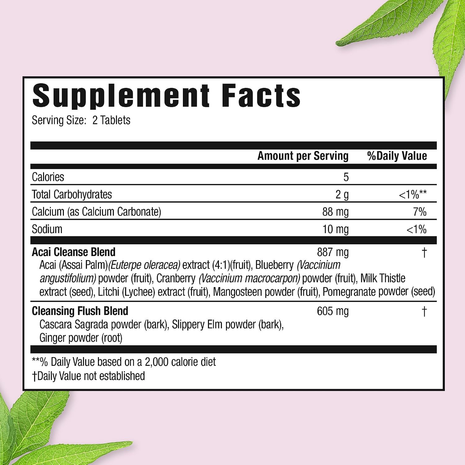 Applied Nutrition 14-Day Acai Berry Cleanse 56 Tablets Pack of 2 | Weight Management Support Flush + Milk Thistle | Bloating & Digestive Support | Cascara Sagrada | 2 X 56 Tablets