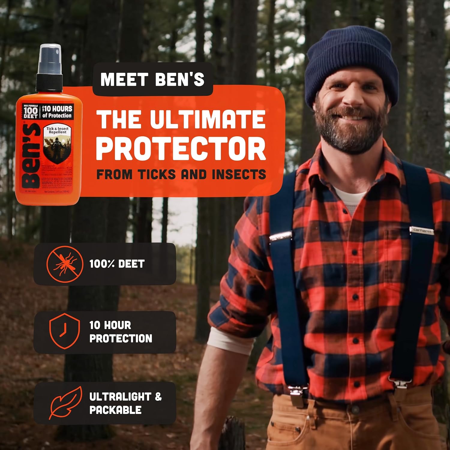 Ben's 100 DEET Tick & Insect Repellent Pump Spray, 3.4 fl oz, 2 Pack | Maximum Strength 100% DEET Formula Offers 10 Hours of Protection with No Alcohol or Other Additives for Adults & Children