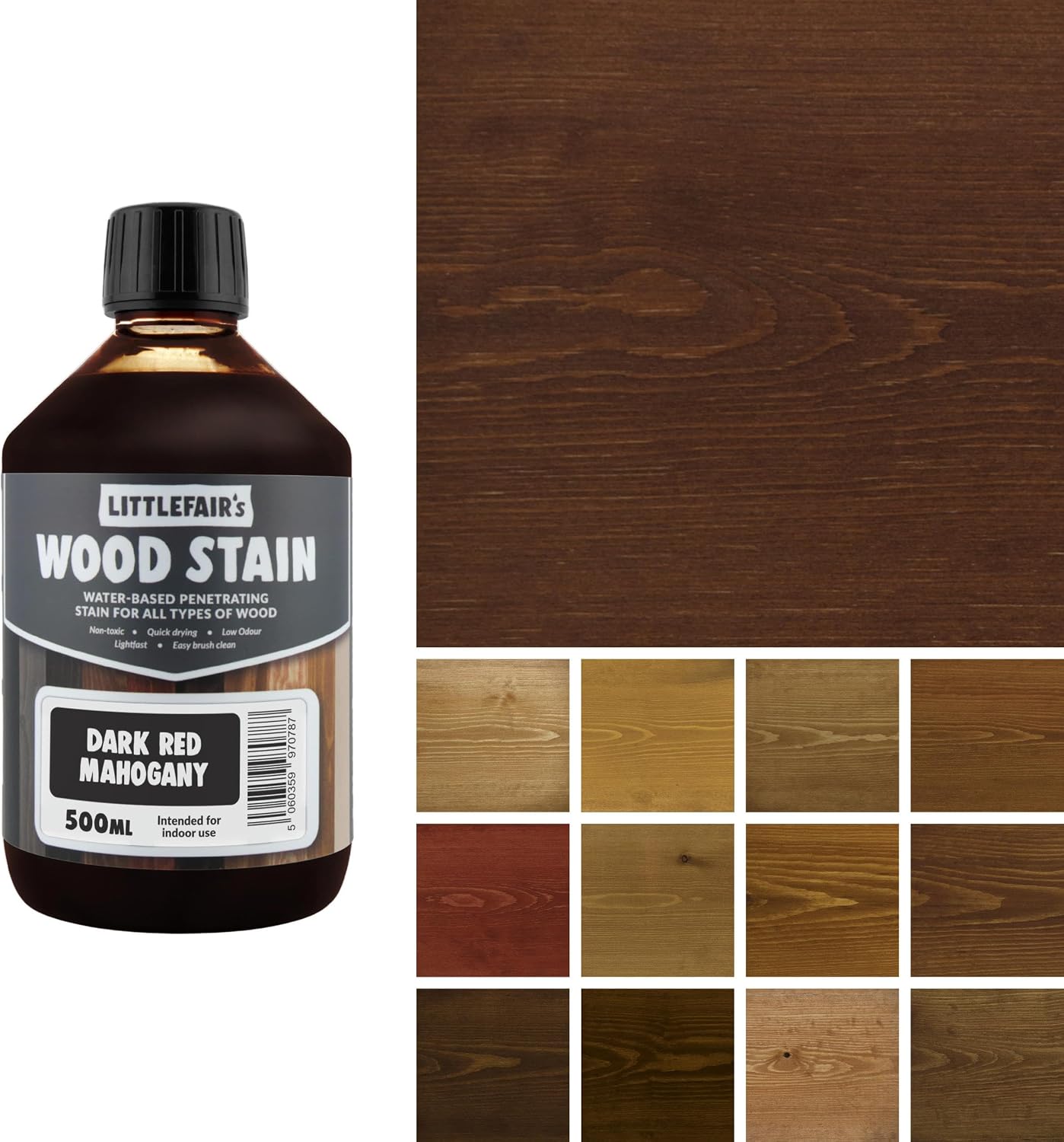 Littlefair's Wood Stain Water Based - 8.5oz/250ml - Indoor Furniture Stain Light & Dark Finishes - Special Non Toxic & Eco Friendly Formula - Wood Stain for Crafts - Color: Antique Stripped Pine