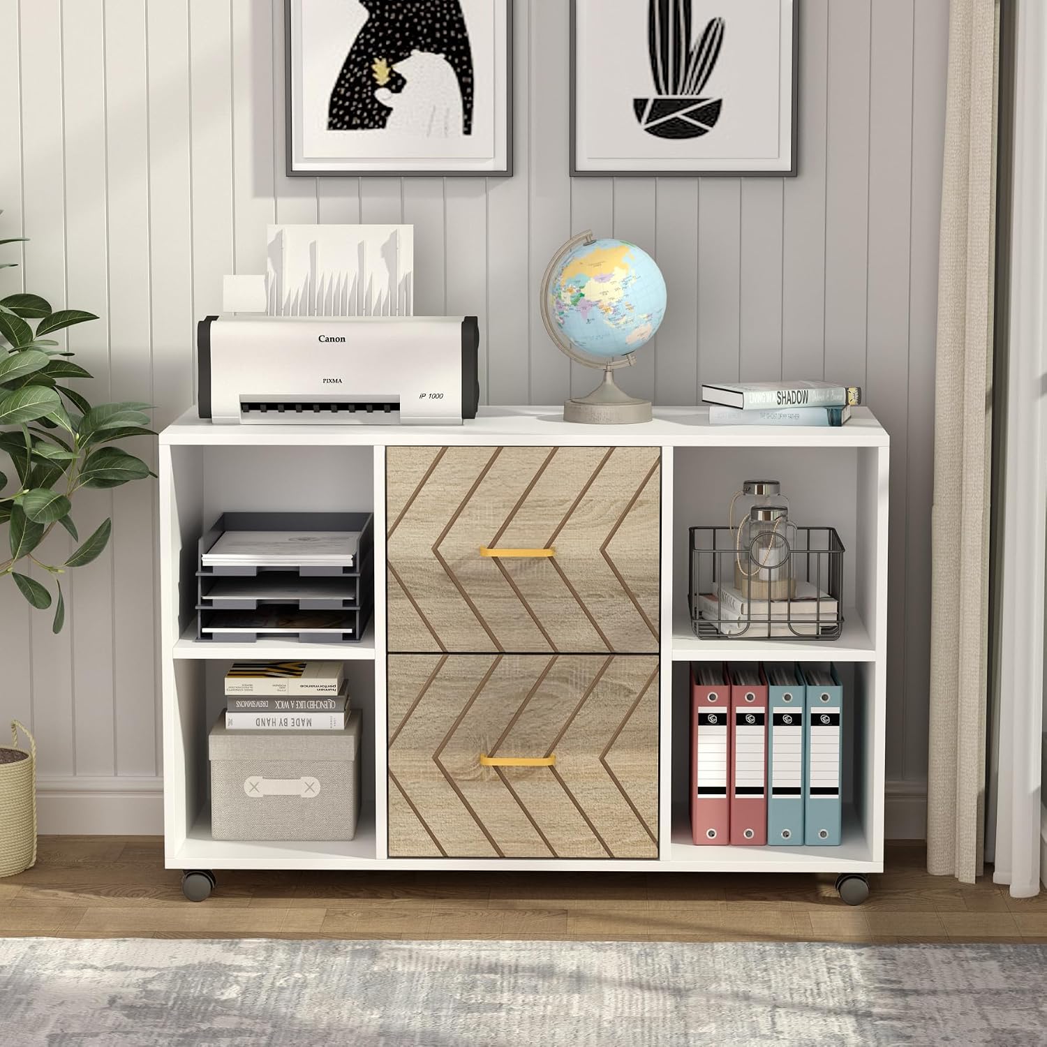 Tribesigns 2 Drawer File Cabinet, Large Mobile Lateral Filing Cabinet for Letter Size