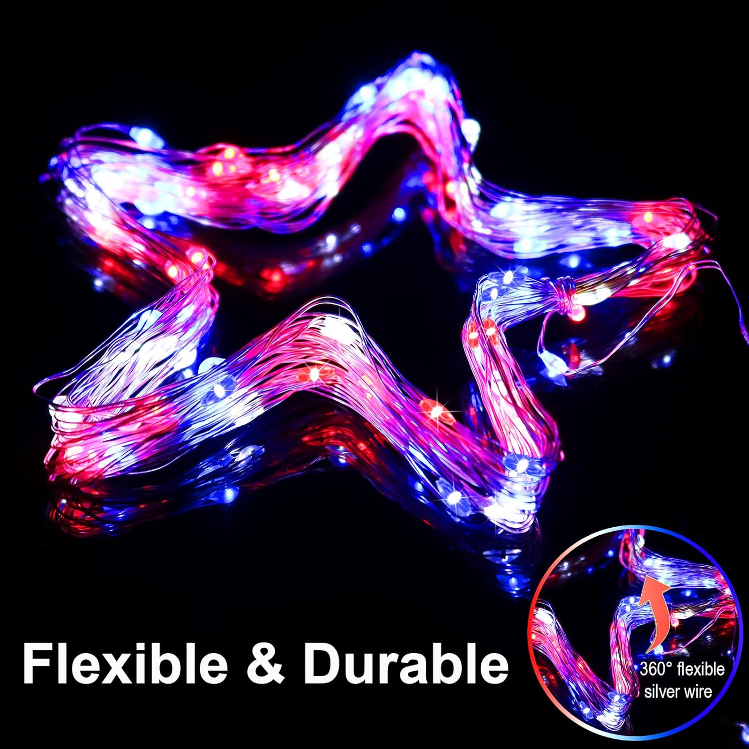 Solar Fairy String Lights, Cool White, 100Led, Outdoor Waterproof