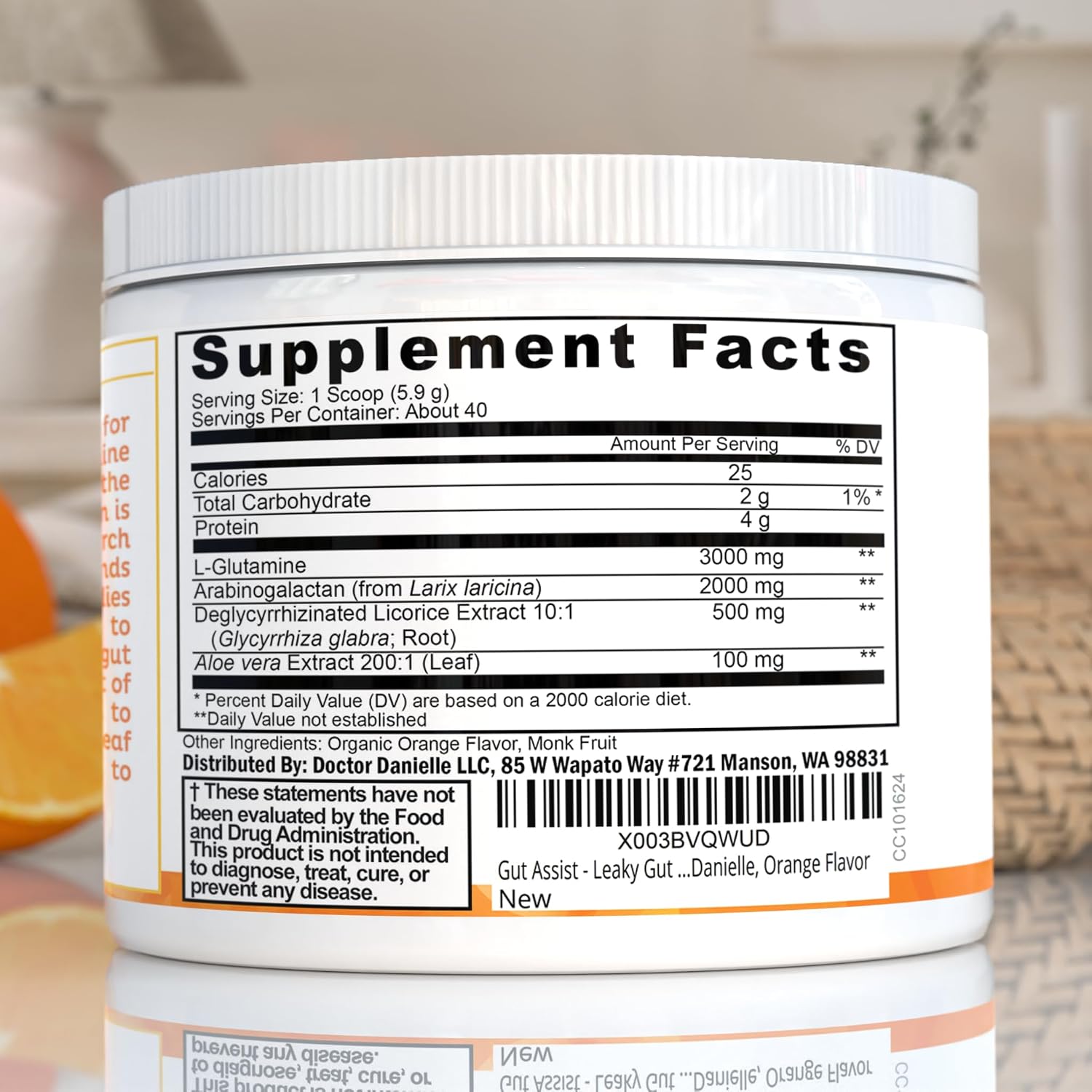 Gut Assist Leaky Gut Support Powder | 40-Servings with L-Glutamine, Arabinogalactan, Licorice Extract