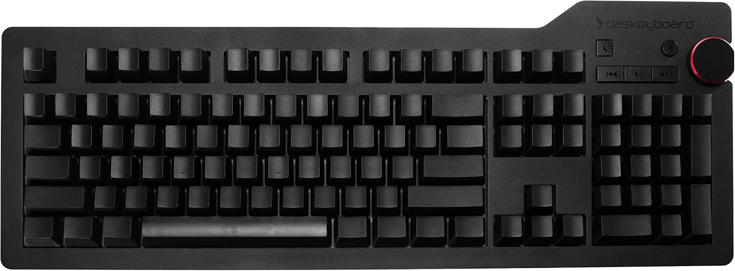 Das Keyboard 4 Professional Wired Mechanical Keyboard, Cherry MX Brown Mechanical Switches, 2-Port USB 3.0 Hub, Volume Knob, Aluminum Top (104 Keys, Black)