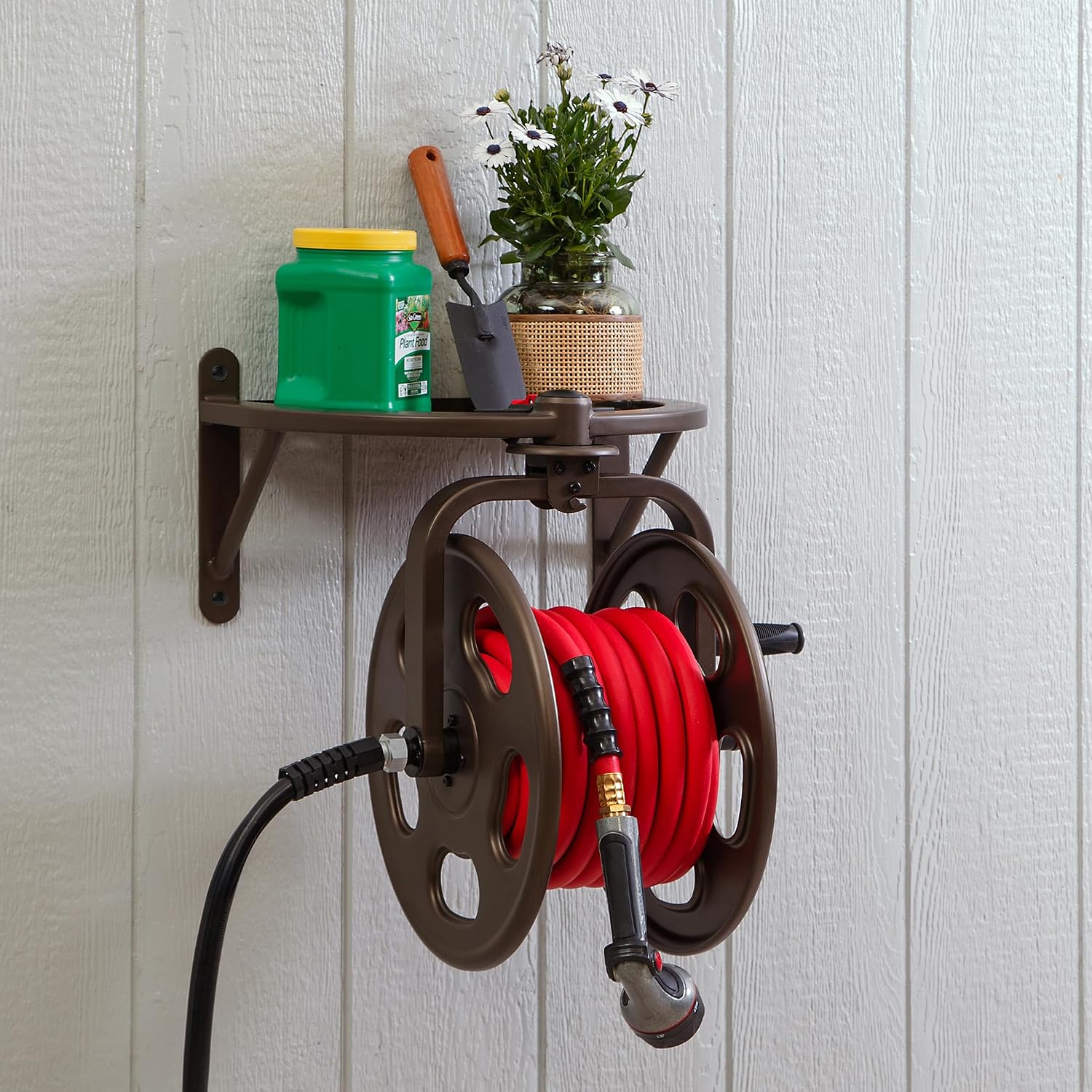Liberty Garden 710 Navigator Rotating Garden Hose Reel, Holds 125-Feet of 5/8-Inch Hose - Bronze