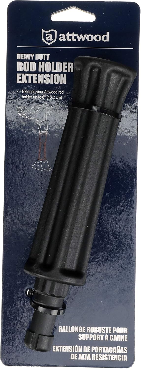 Attwood 5016-3 Heavy-Duty Rod Holder Extension, Black, Up to 6 Inches, Mounts to Round or Square 7/8 to 1 1/4-inch-Diameter Rail