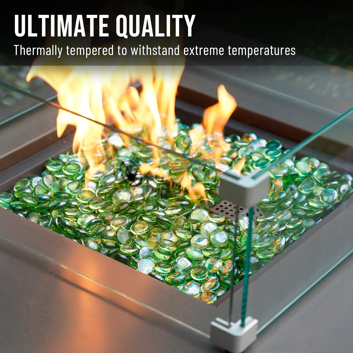 Skyflame 10-Pound Fire Glass Beads for Fire Pit Fireplace, Onyx Black