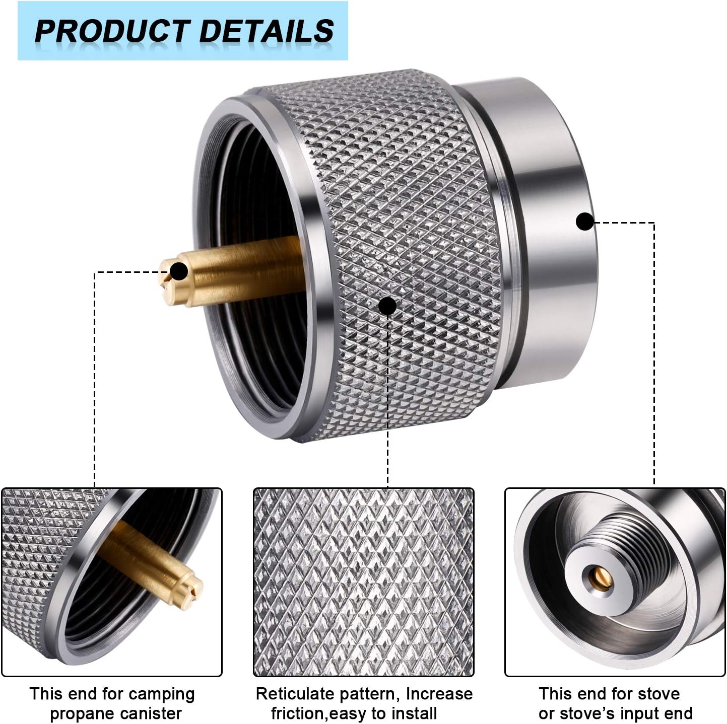 Hotop 2 Pcs Camping Stove Adapter, 1 Lb Propane to EN417 Lindal Valve