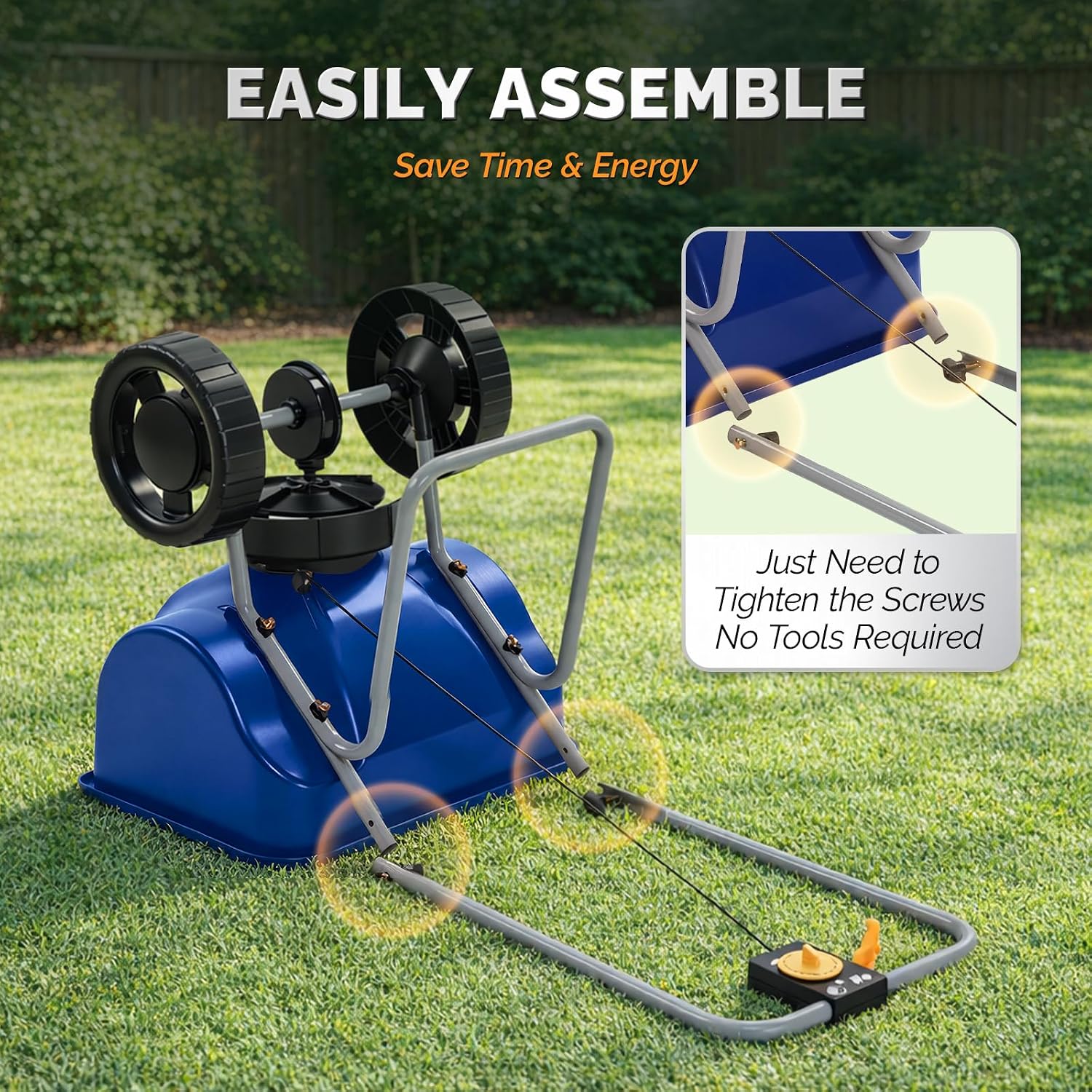 VINGLI 70lbs Fertilizer Spreader with 15 Adjustable Drop Rate, Pre-Assembled Walk-Behind Seed Spreader, with 9" Tire for Multi-Terrain, Broadcast Spreader for Lawn Care & Seed Spreading