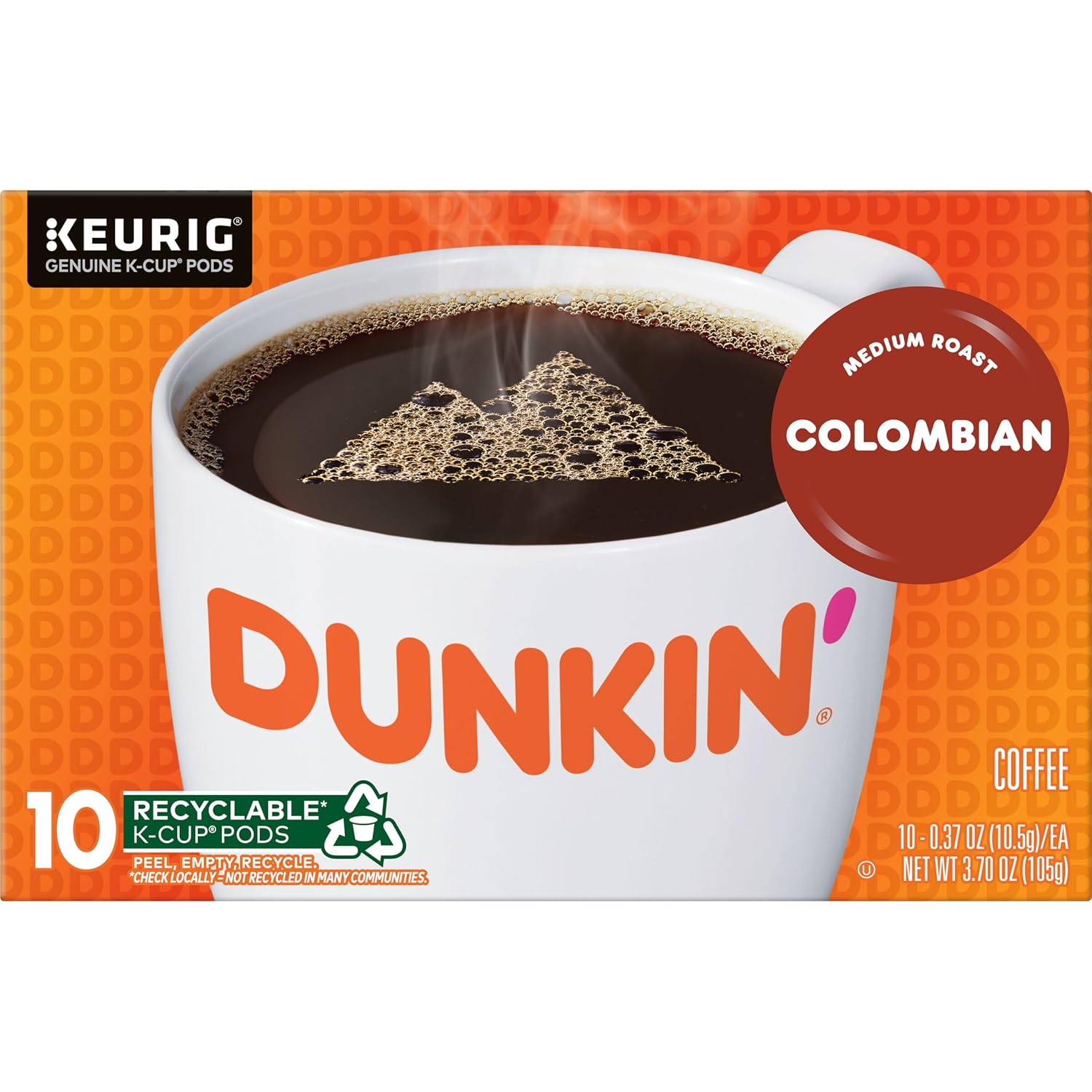Dunkin’ Original Blend Medium Roast Coffee, Keurig K-Cup Pods, 10 Count Box