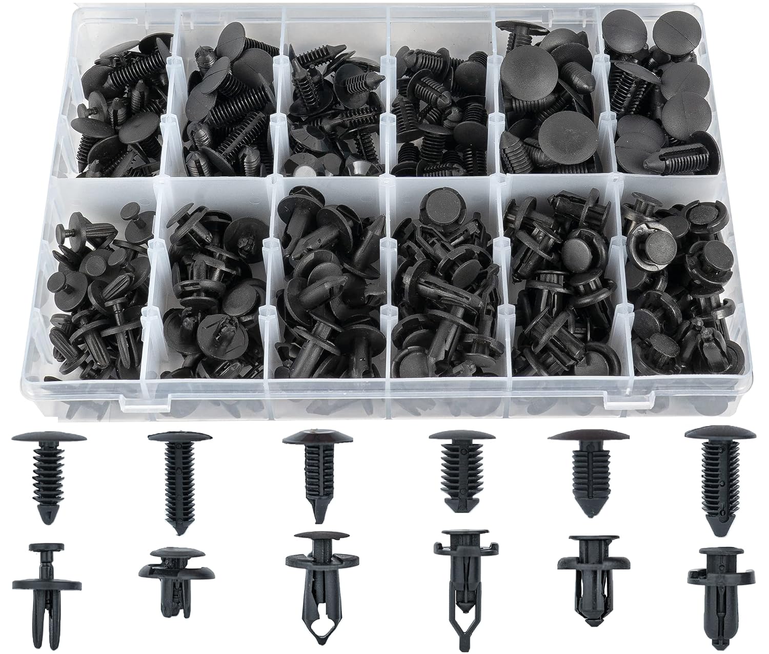 Sunplustrade 240 Pcs Bumper Clips Car Clips Plastic Rivets Fasteners Push Retainer Kit Most Popular Sizes Auto Push Pin Rivets Set for GM Ford