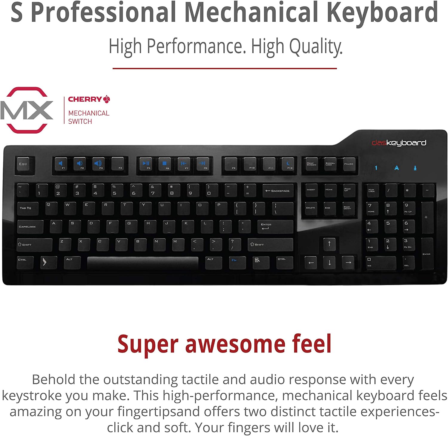 Das Keyboard 4 Professional Wired Mechanical Keyboard, Cherry MX Brown Mechanical Switches, 2-Port USB 3.0 Hub, Volume Knob, Aluminum Top (104 Keys, Black)