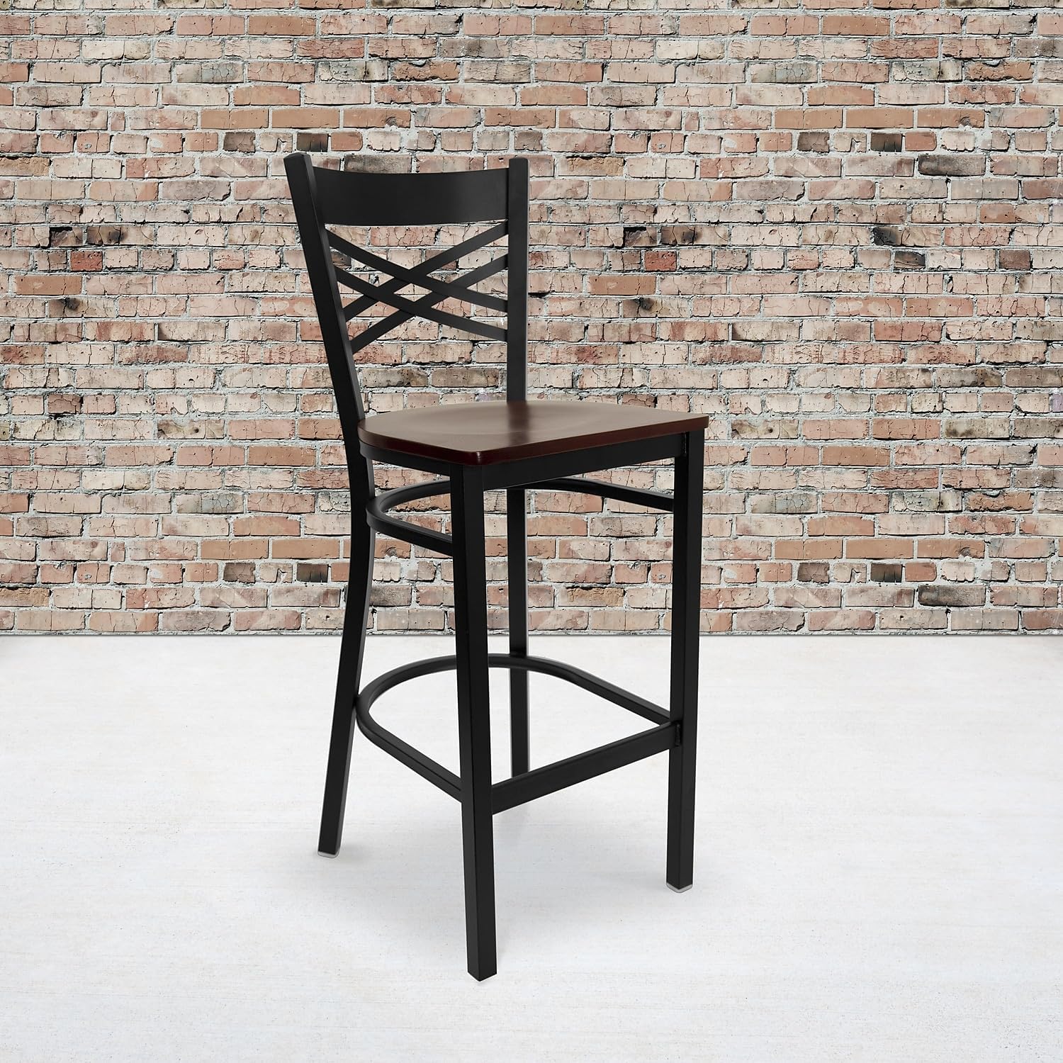 Flash Furniture Hercules Metal Restaurant Barstool, Black | X Back Style, Vinyl Upholstery, Durable Construction, Commercial Use