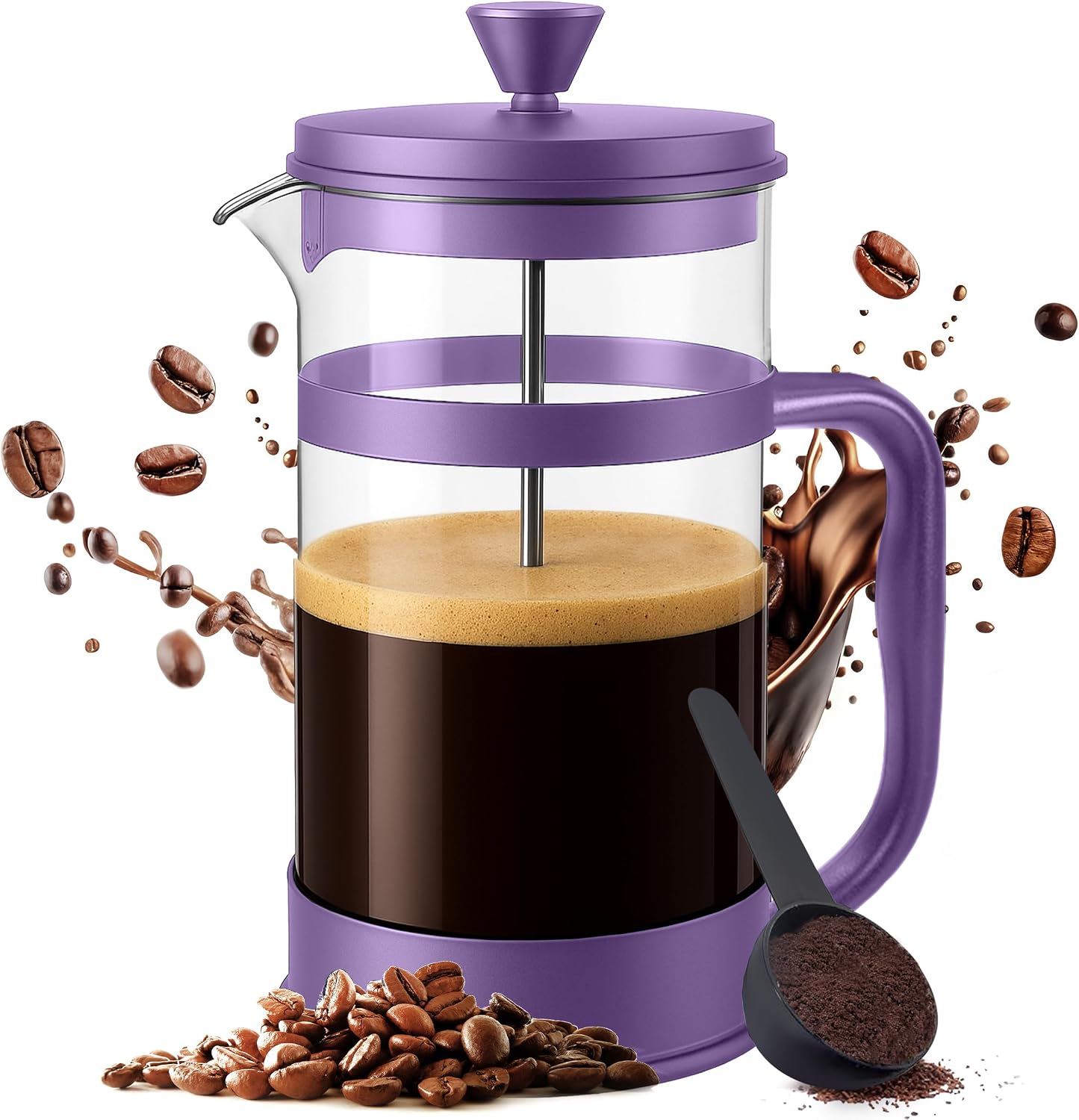 Utopia Kitchen Borosilicate Glass French Press Coffee Maker 34 Oz, Black | Heat-Resistant Cafetiere & Tea Maker, Thickened Glass Coffee Press for Travel and Camping