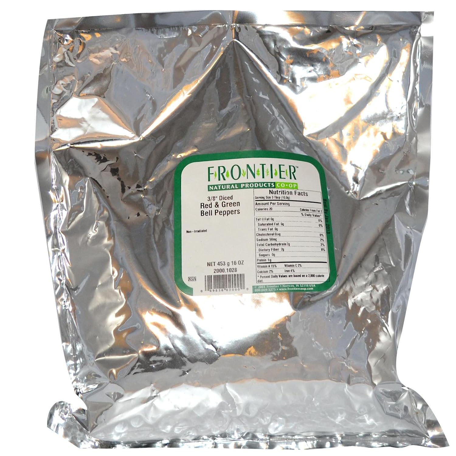 Frontier Co-op Bell Peppers, Red and Green, 3/8" Diced, Kosher | 1 lb. Bulk Bag | Capsicum annuum