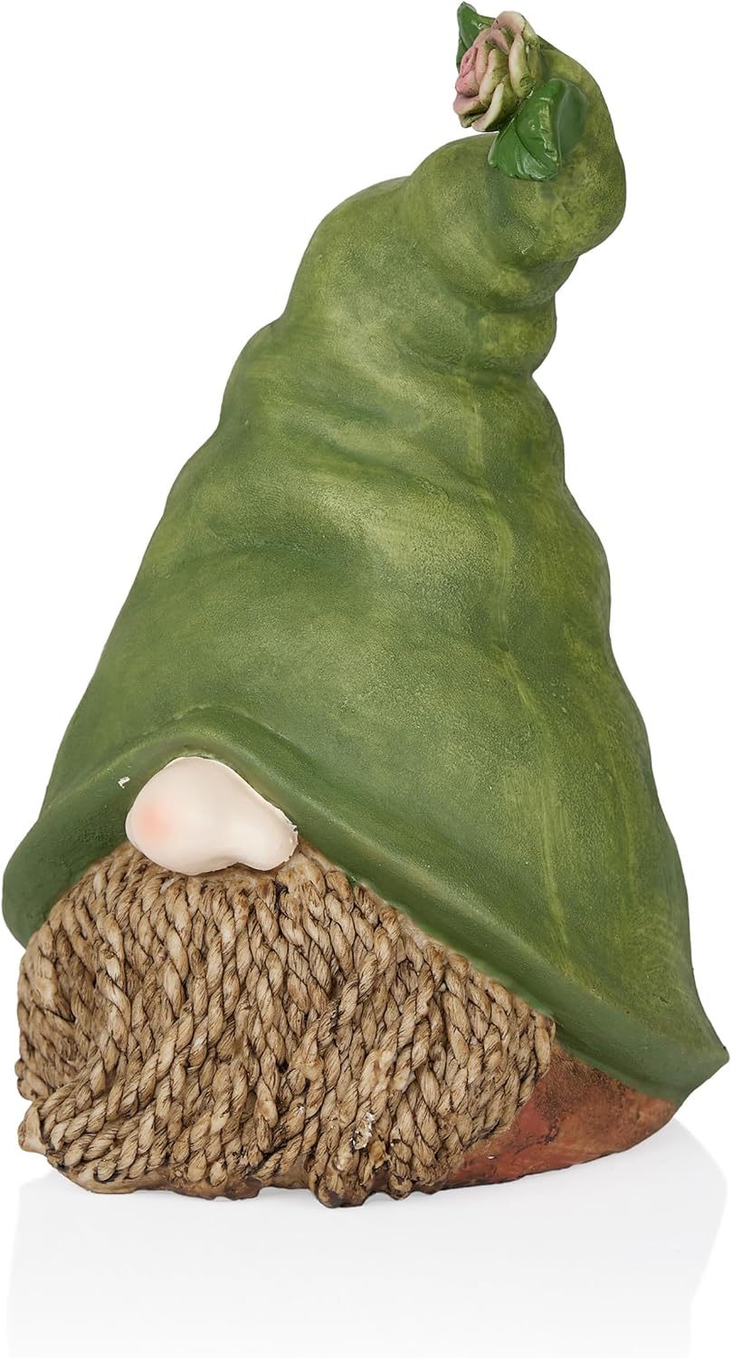 Alpine Corporation 12" Tall Traditional Outdoor Garden Gnome Yard Statue Decoration