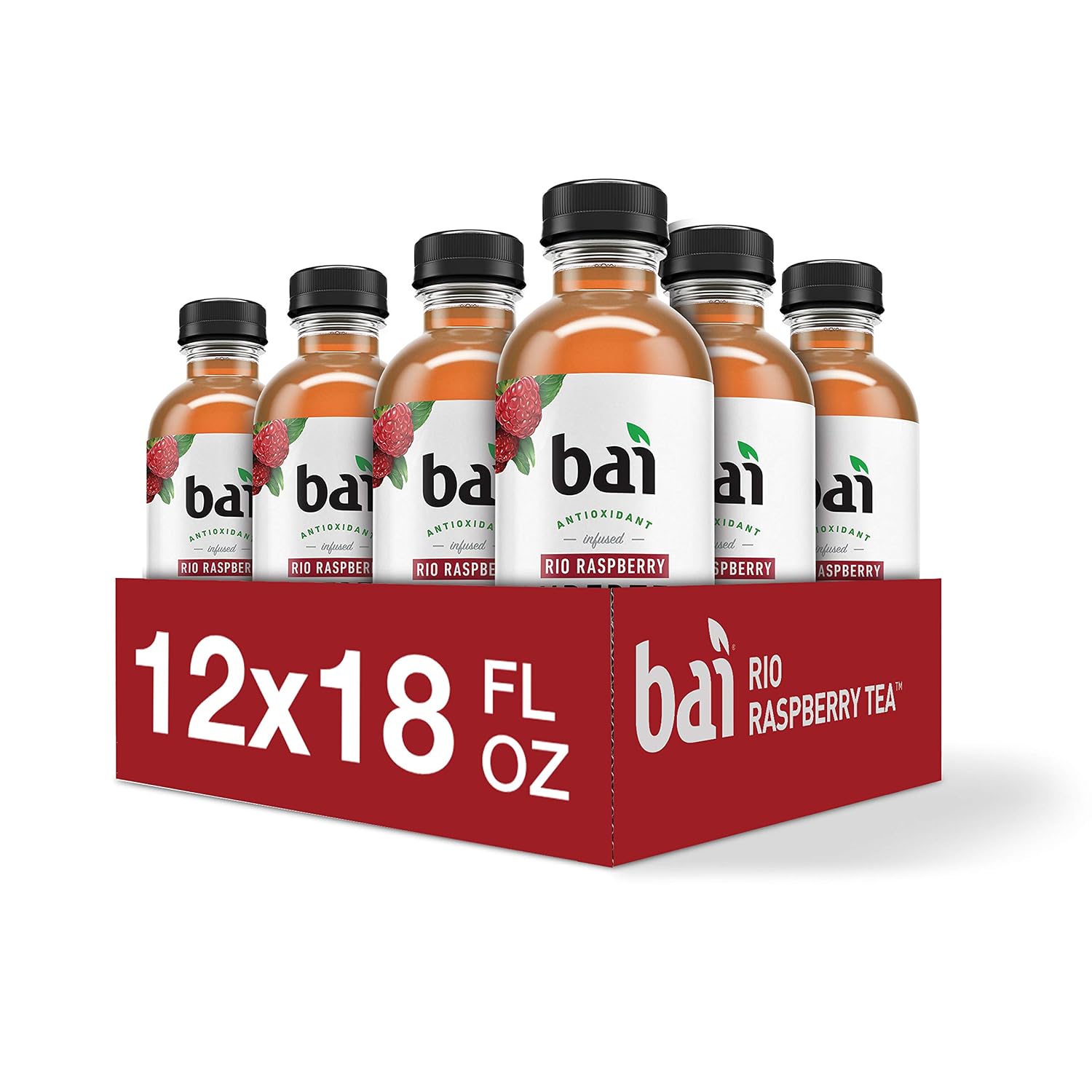 Bai Iced Tea, Narino Peach, Antioxidant Infused Supertea, Crafted with Real Tea (Black Tea, White Tea), 18 Fluid Ounce Bottles, 12 count