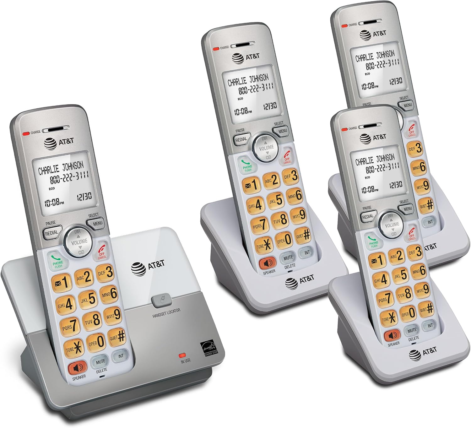 AT&T EL52213 2-Handset Cordless Phone, Light Champagne | Digital Answering System, Extra-Large Backlit Keys, Caller ID/Call Waiting, DECT 6.0, Expandable Speakerphone
