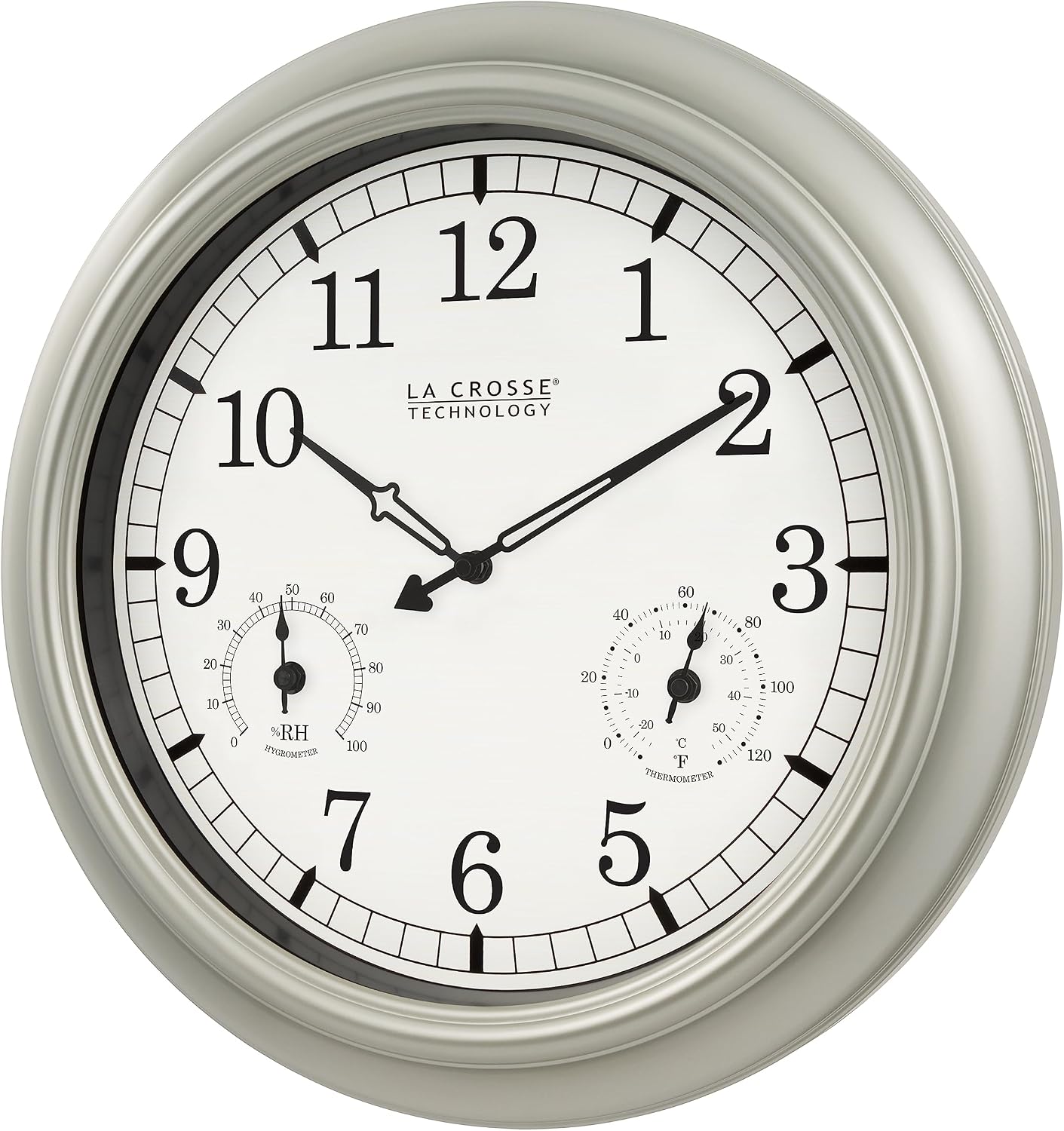 La Crosse Technology WT-3181PL-Q Quartz Time Analog Indoor/Outdoor Wall Clock, 18"