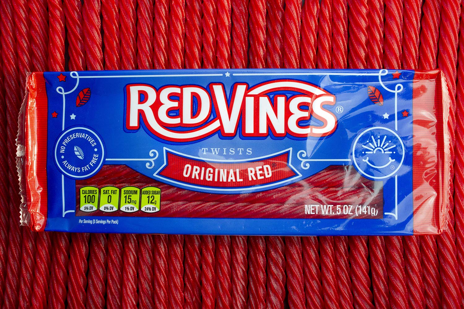 Red Vines Licorice Twists, Original Red Flavor, Soft & Chewy Candy, 4 Ounce (Pack of 24)