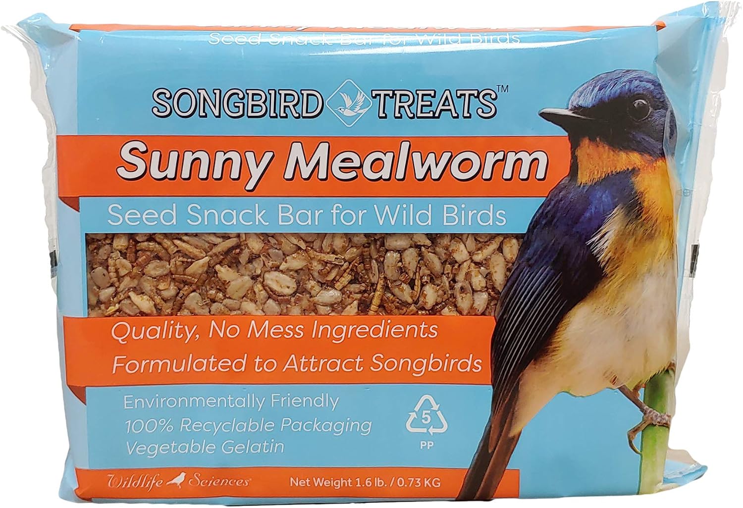 Wildlife Sciences Songbird Treats Seed Bars | 8 Pack of 2 lb Bird Seed Cakes for Wild Birds (Wild Bird Buffet)