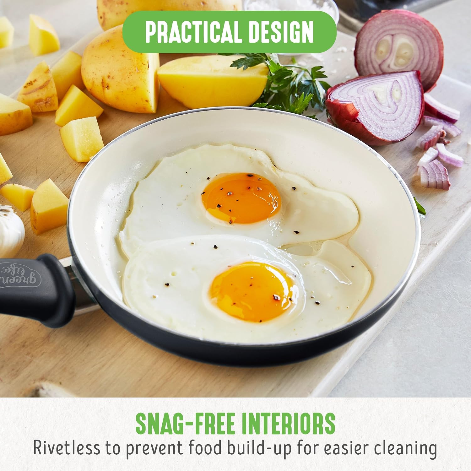 GreenLife 2 Piece (7” & 10”) Ceramic Nonstick Frying Pan Set, Turquoise | PFAS-Free Nonstick Coating, Family Skillet Set, Egg Pan, Omelet Pan, Stay-Cool Handles, Dishwasher & Oven Safe up to 350F